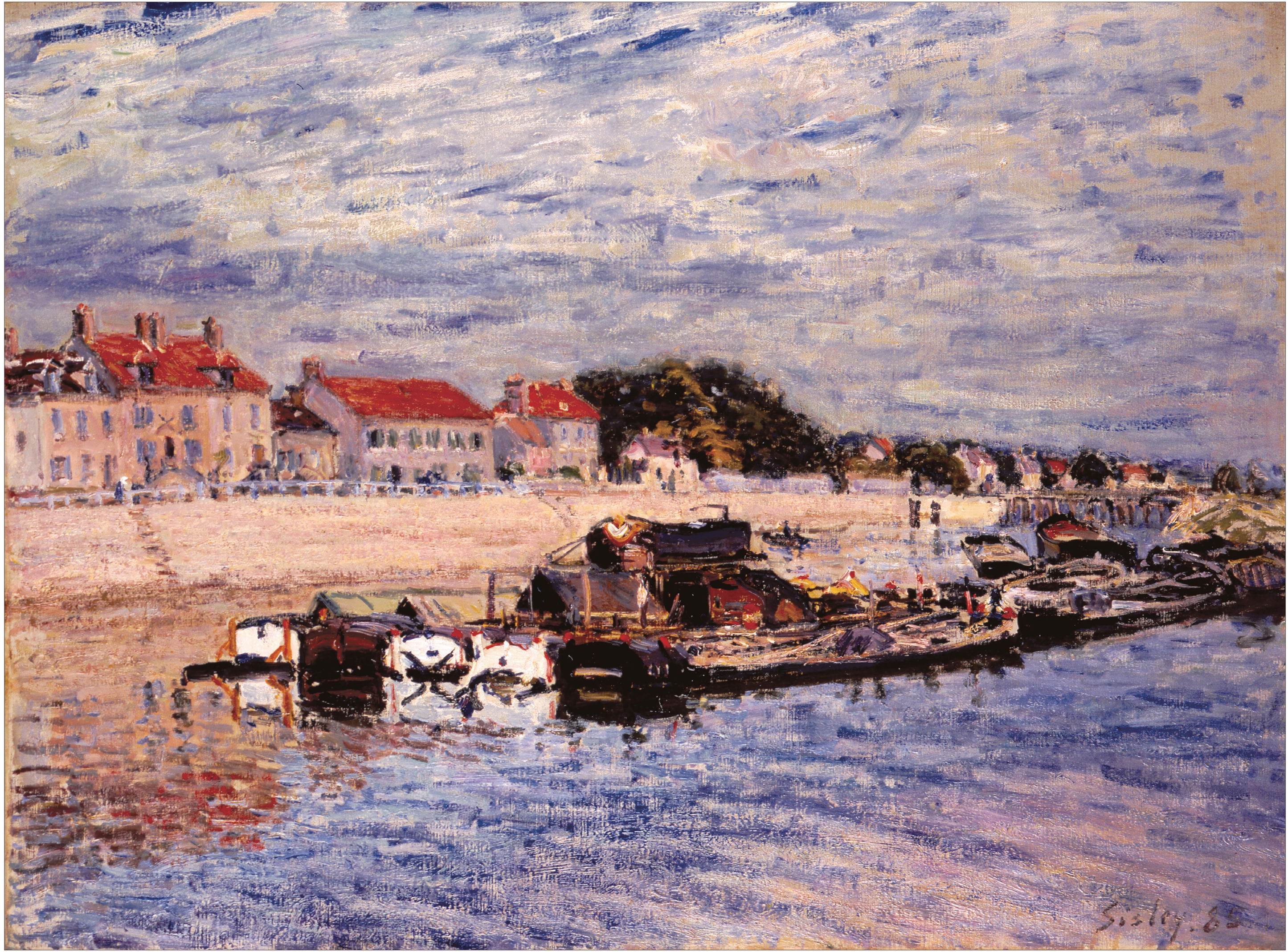 Oil Painting Oil On Canvas Alfred Sisley Banks Artwork Classical Art Water Clouds Sky 2891x2136