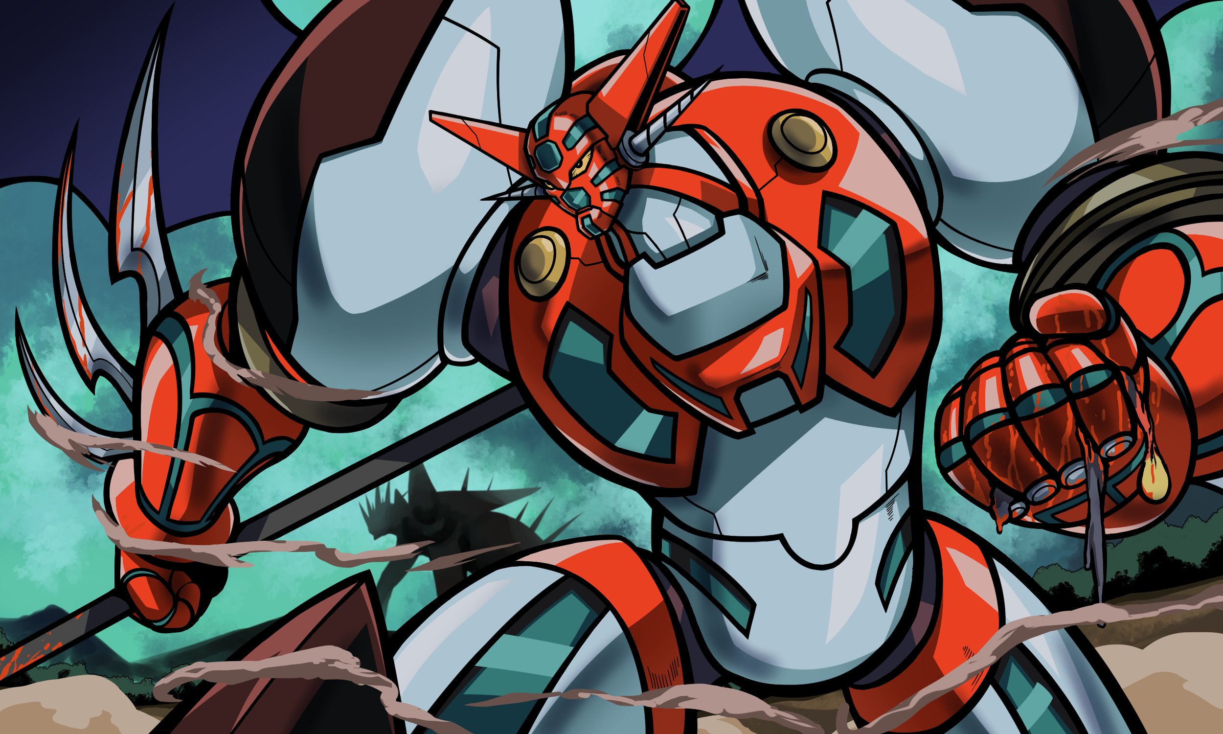 Anime Mechs Super Robot Taisen Getter Robo Getter Robo Armageddon Shin Getter 1 Artwork Digital Art  2500x1500