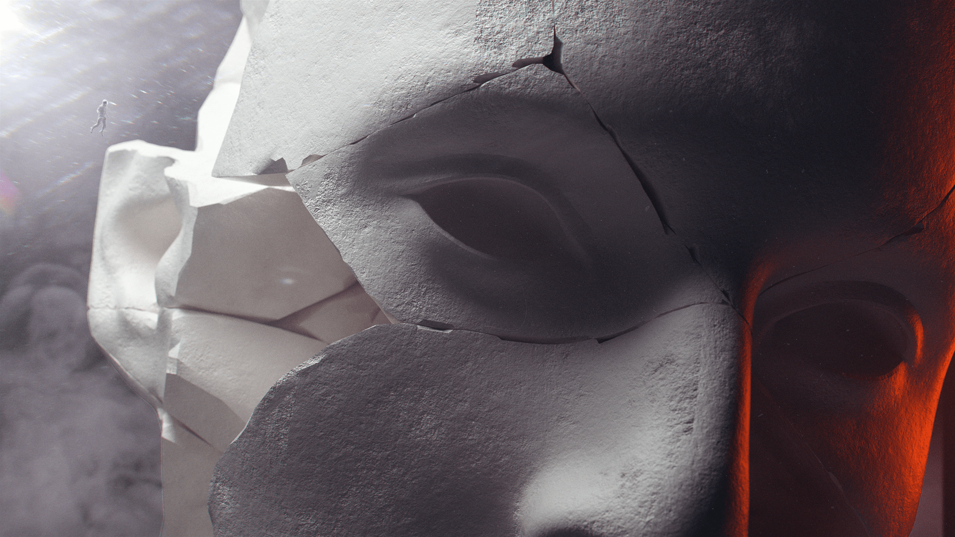 Stuart Lippincott Stuz0r Statue Digital Art Cinema 4D Face Cracked Closeup Mannequin 1920x1080