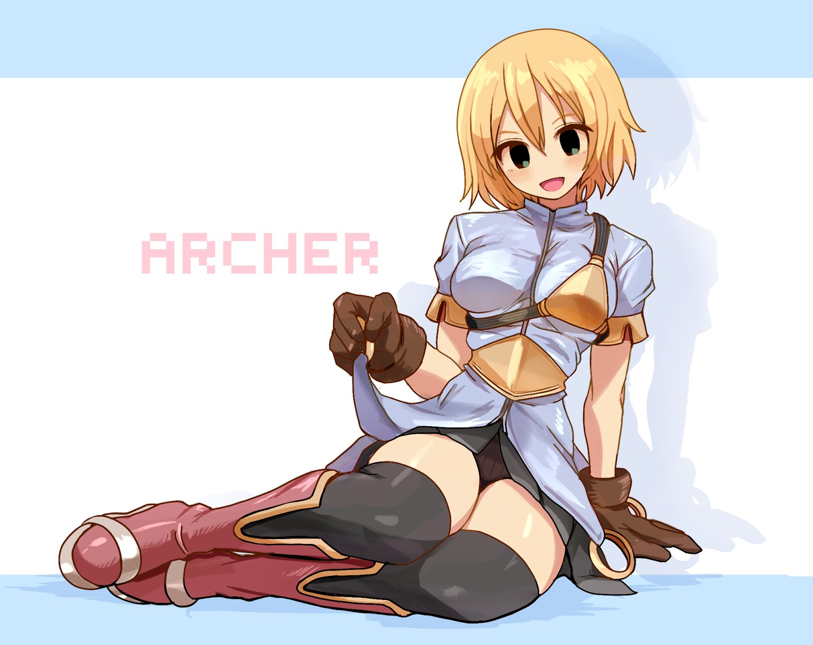 Ragnarok Online Archer Blonde Looking At Viewer Anime Girls Gloves Short Hair Minimalism Simple Back 1600x1271