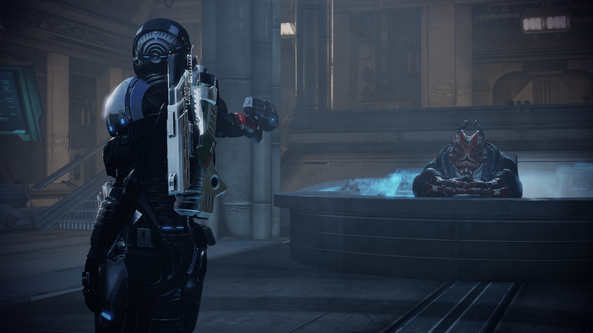 Mass Effect Legendary Edition Commander Shepard CGi Video Games Women Screen Shot Armor Gun Video Ga 1920x1080