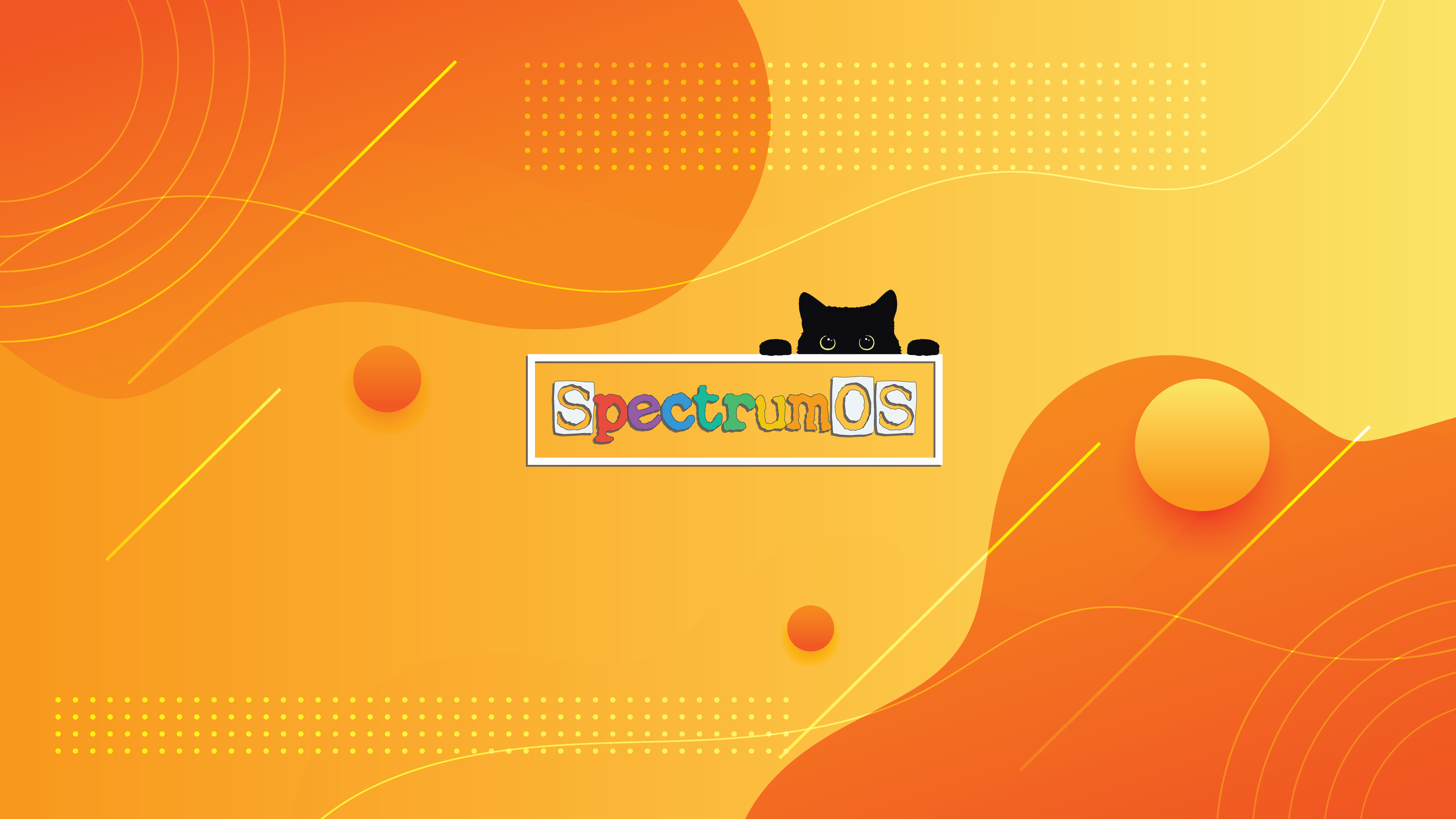 SpectrumOS Black Cat Colorful Digital Art 3840x2160