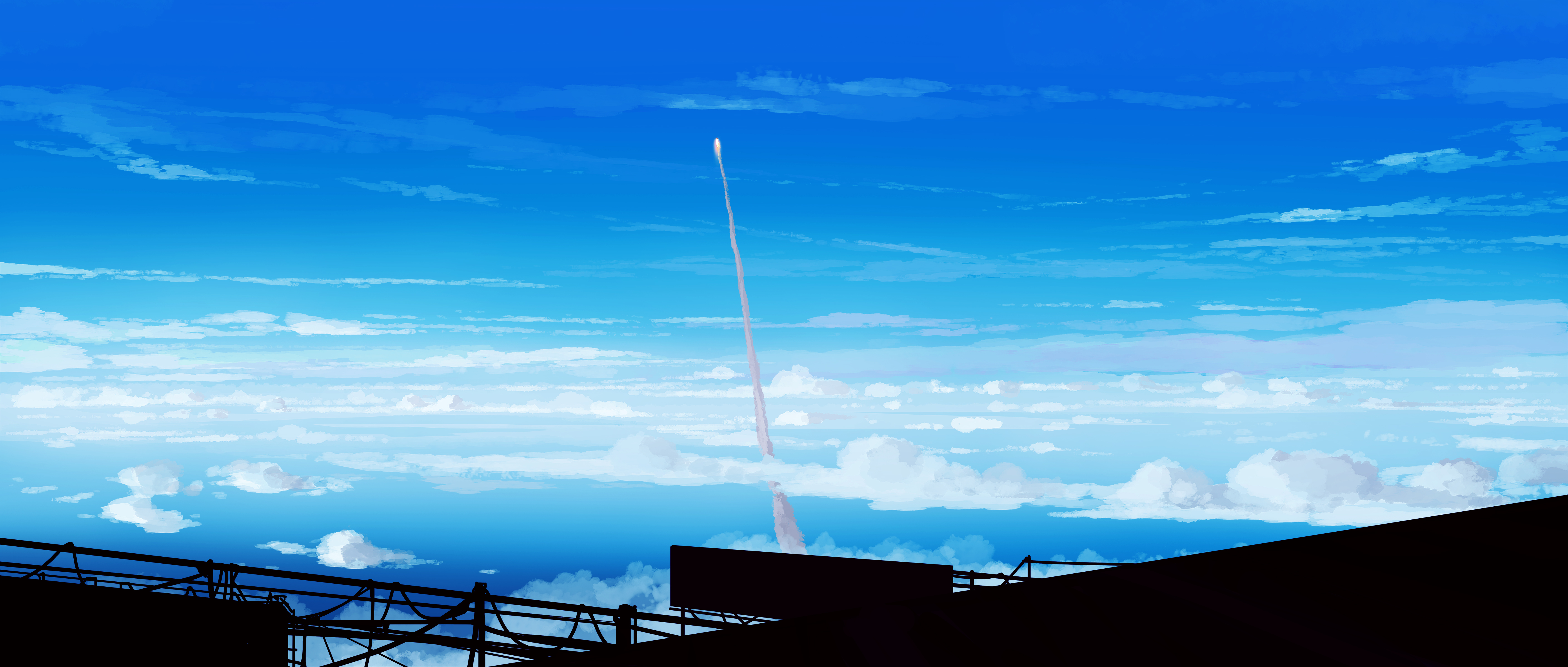 Gracile Digital Digital Art Artwork Illustration Drawing Clouds Rocket Launchers 5640x2400