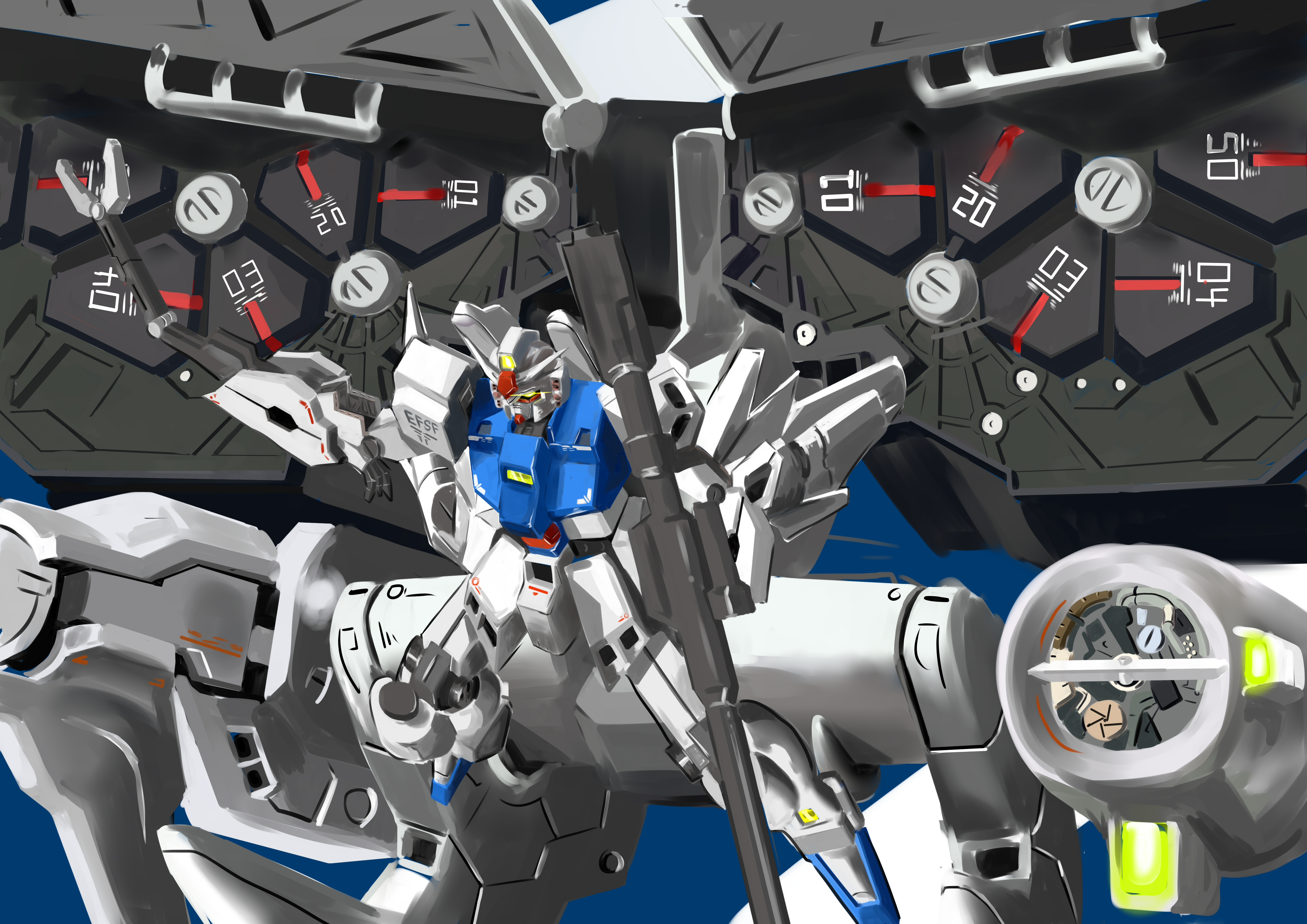 Anime Mechs Super Robot Taisen Gundam Artwork Digital Art Fan Art GP03 Gundam Dendrobium Mobile Suit 4960x3507