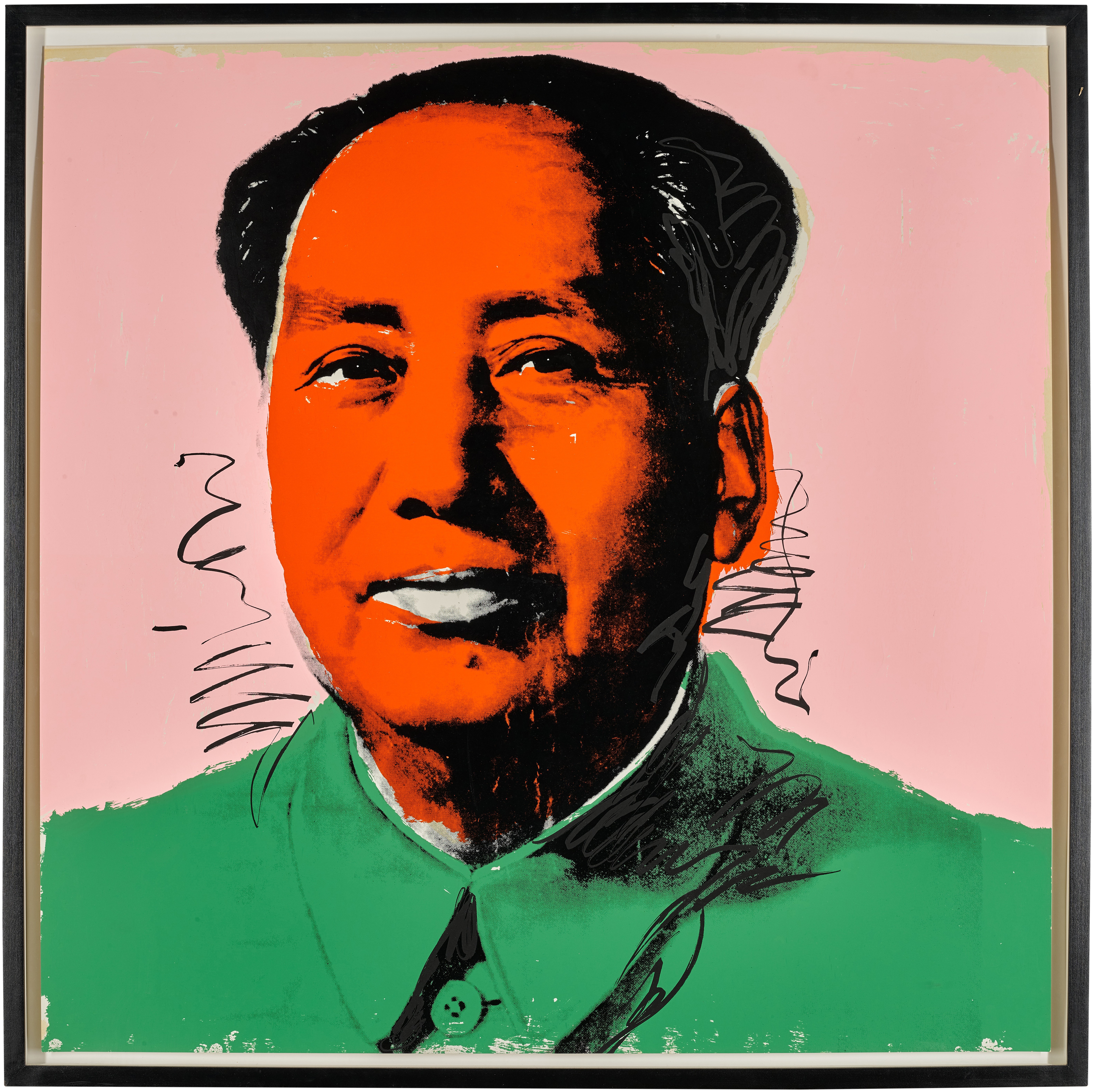 Artwork Pop Art Andy Warhol Face Mao Zedong Frame Pink Background Selective Coloring Men Political F 6326x6315