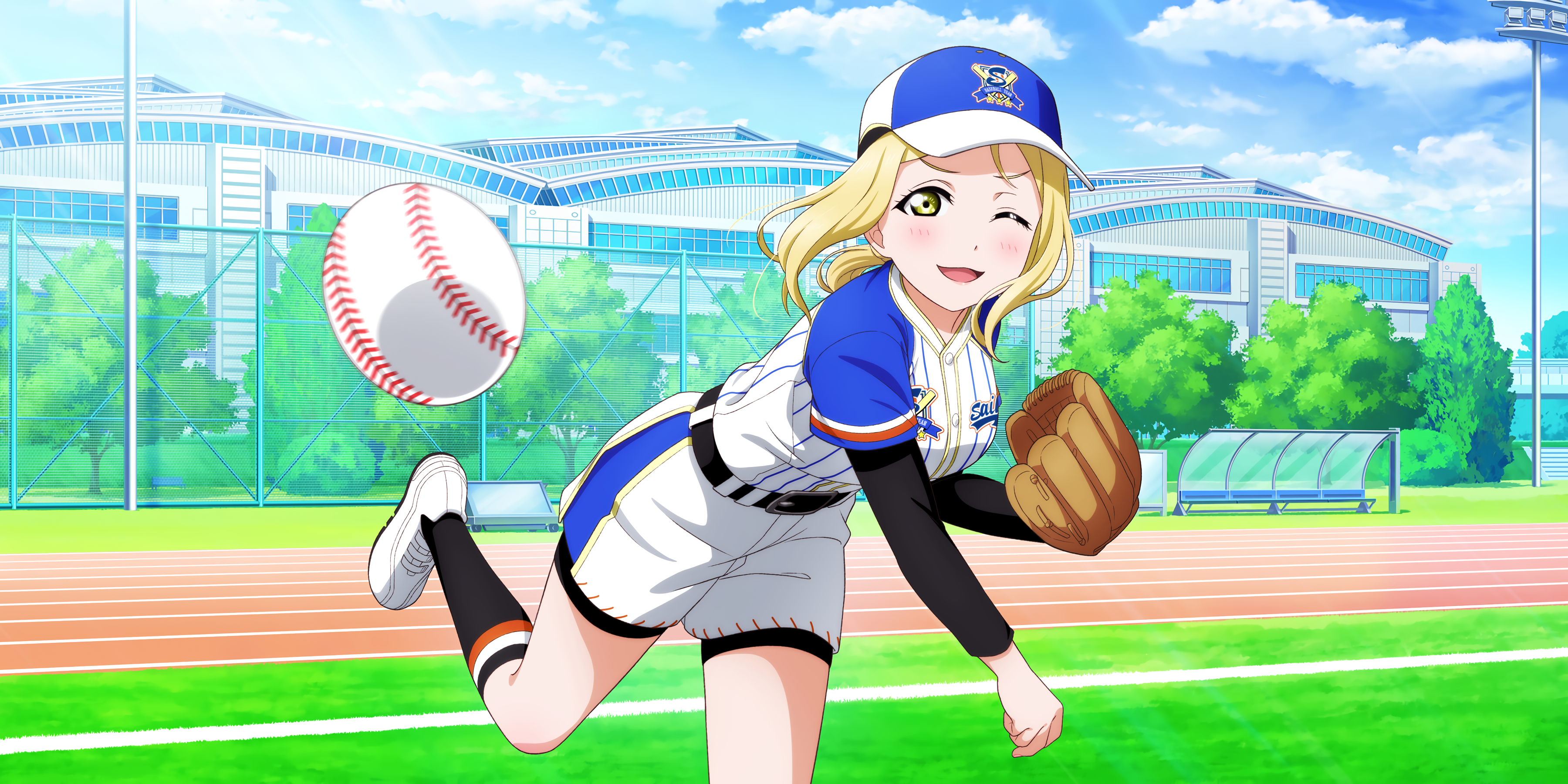 Ohara Mari Love Live Sunshine Love Live Anime Anime Girls Baseball Baseball Glove Baseball Cap One E 3600x1800