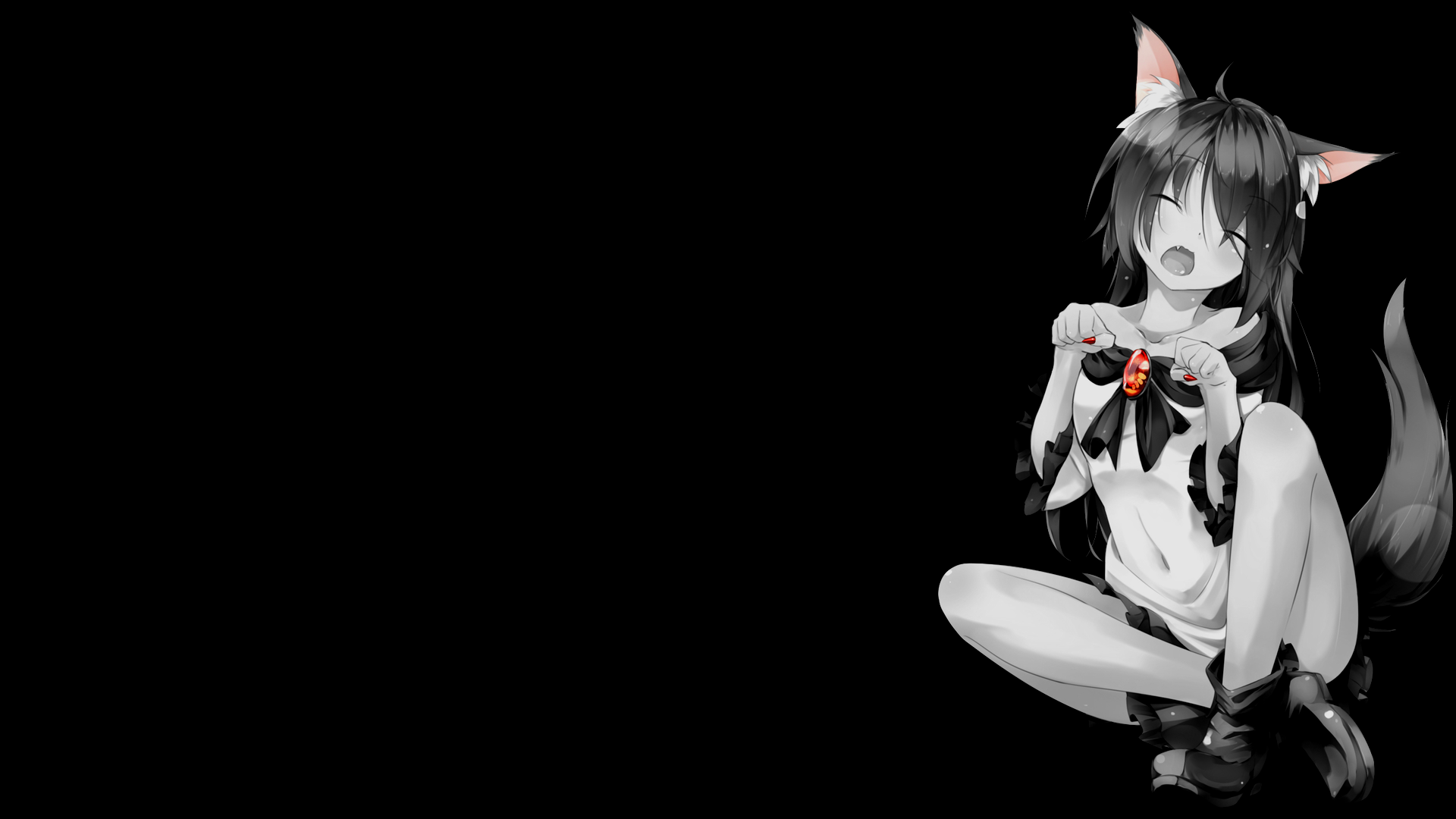 Anime Girls Black Background Dark Background Simple Background Selective  Coloring Fox Ears Fox Girl Wallpaper - Resolution:1920x1080 - ID:1311648 -  