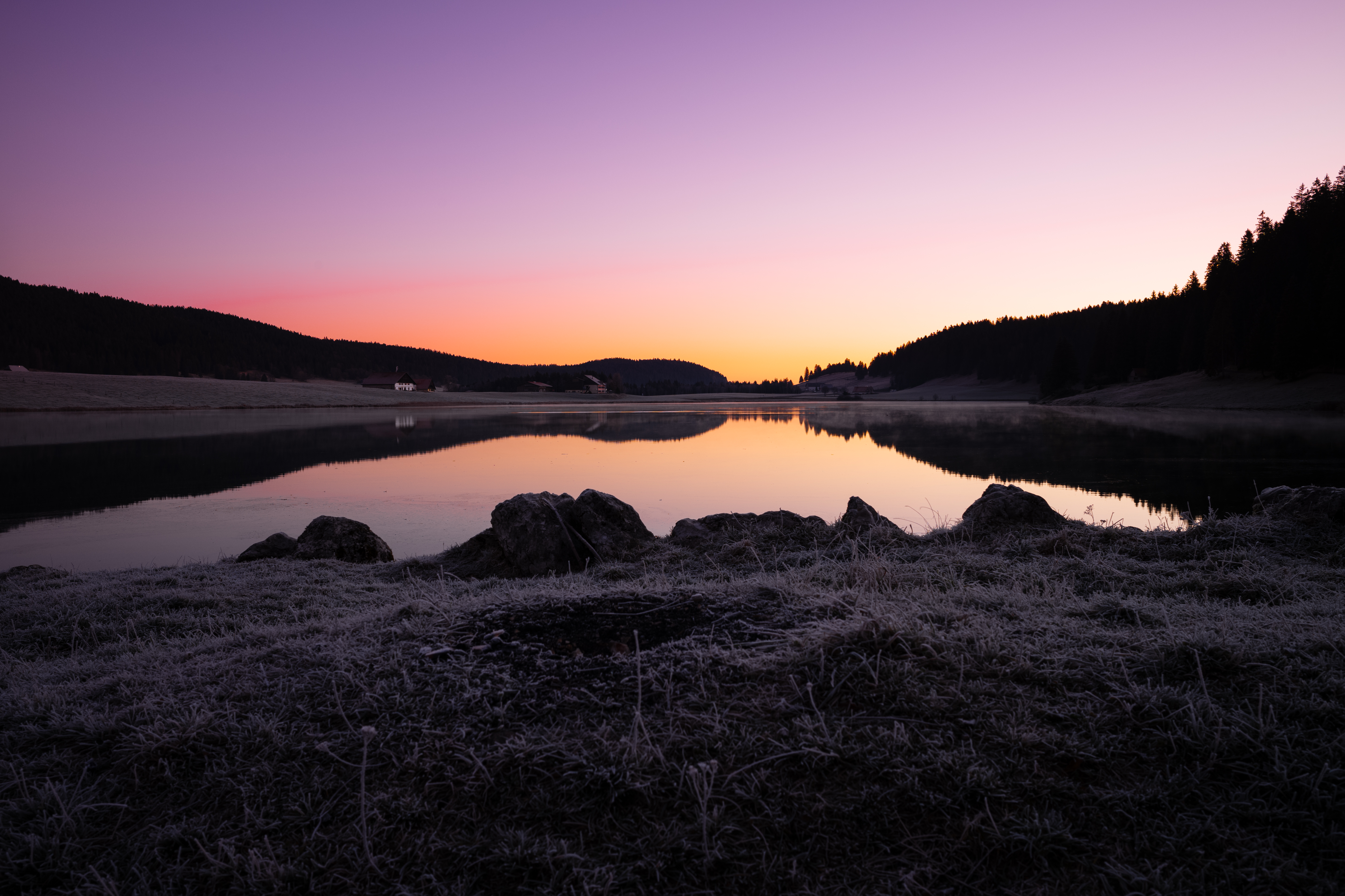 Lake Dusk France Photography Tailleres Simple Background Sky Sunlight Water Reflection Nature Landsc 5789x3859