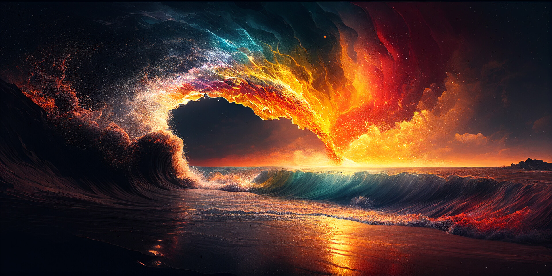Artwork Digital Art Nature Waves Water Colorful Ai Art 1920x960