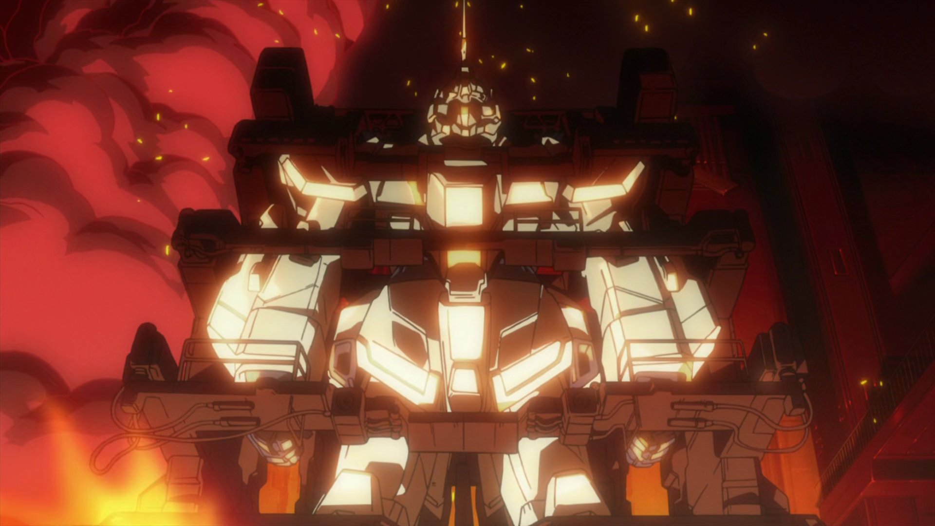 Gundam Mobile Suit Gundam Unicorn Space Anime Screenshot Anime Mechs Smoke 1920x1080