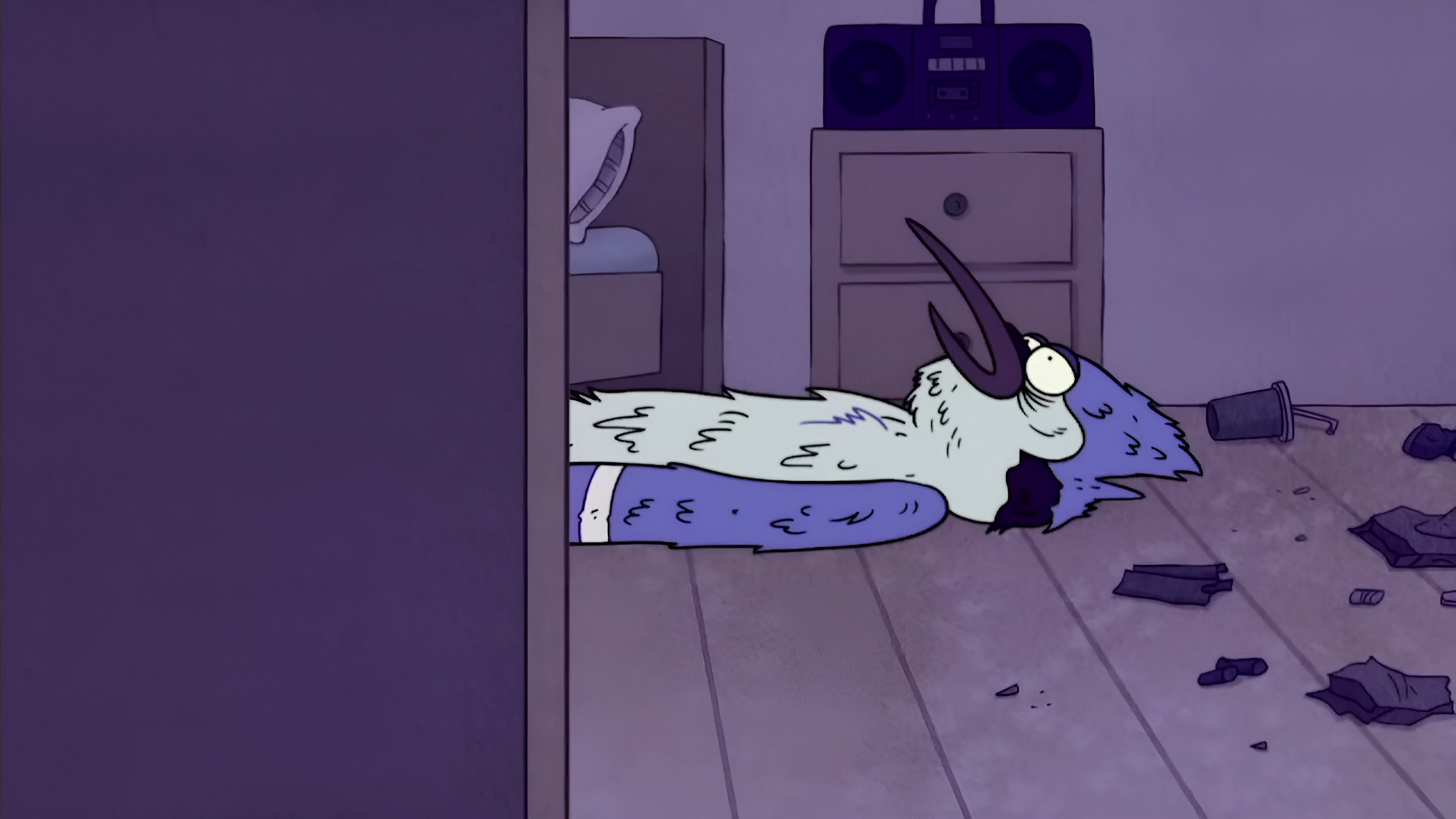 Mordecai Cartoon Regular Show Lying On Back 3840x2160
