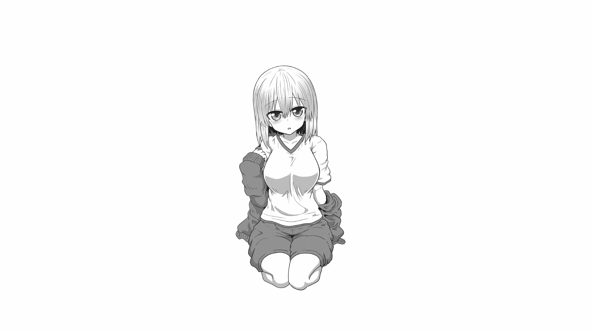 Uzaki Hana Uzaki Chan Wa Asobitai Manga Monochrome Simple Background White Background 1920x1080