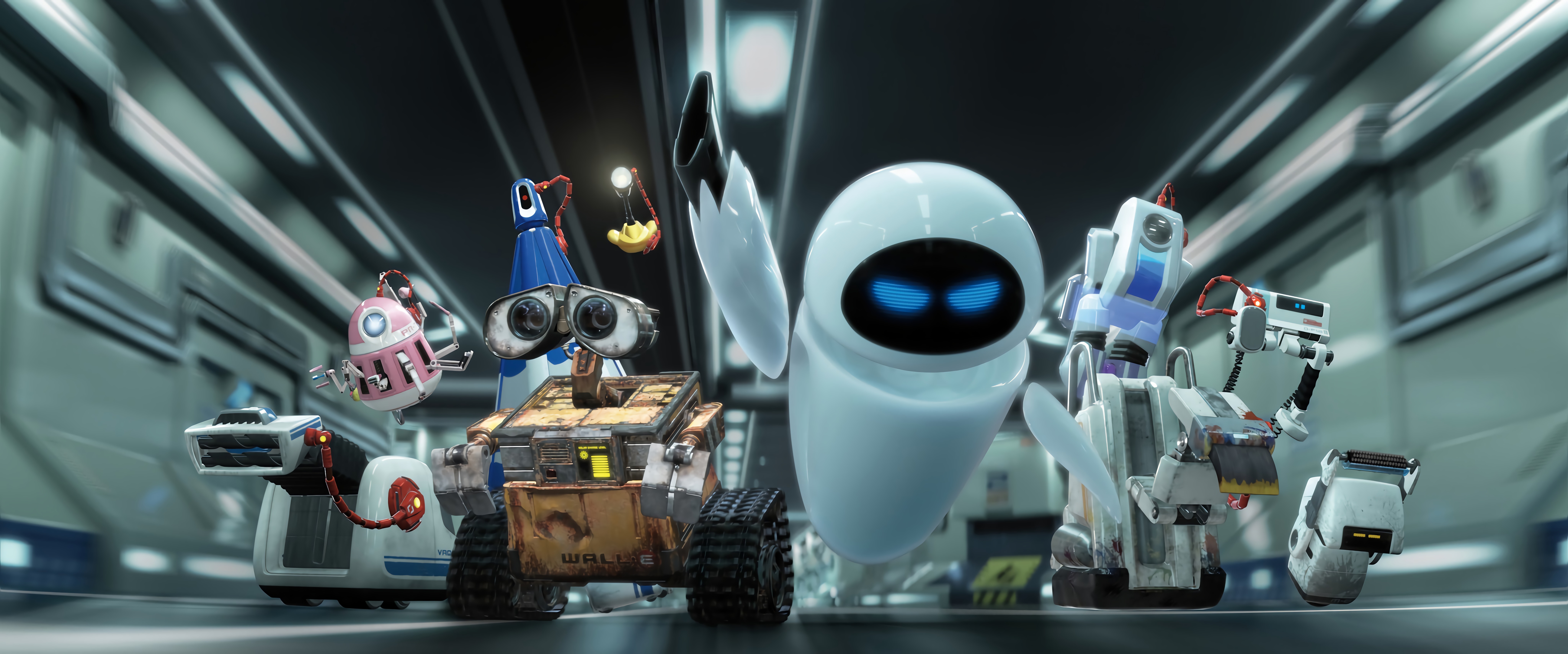 WALL E EVE Disney Screen Shot Pixar Animation Studios Movies 3D CGi Cartoon 8192x3416