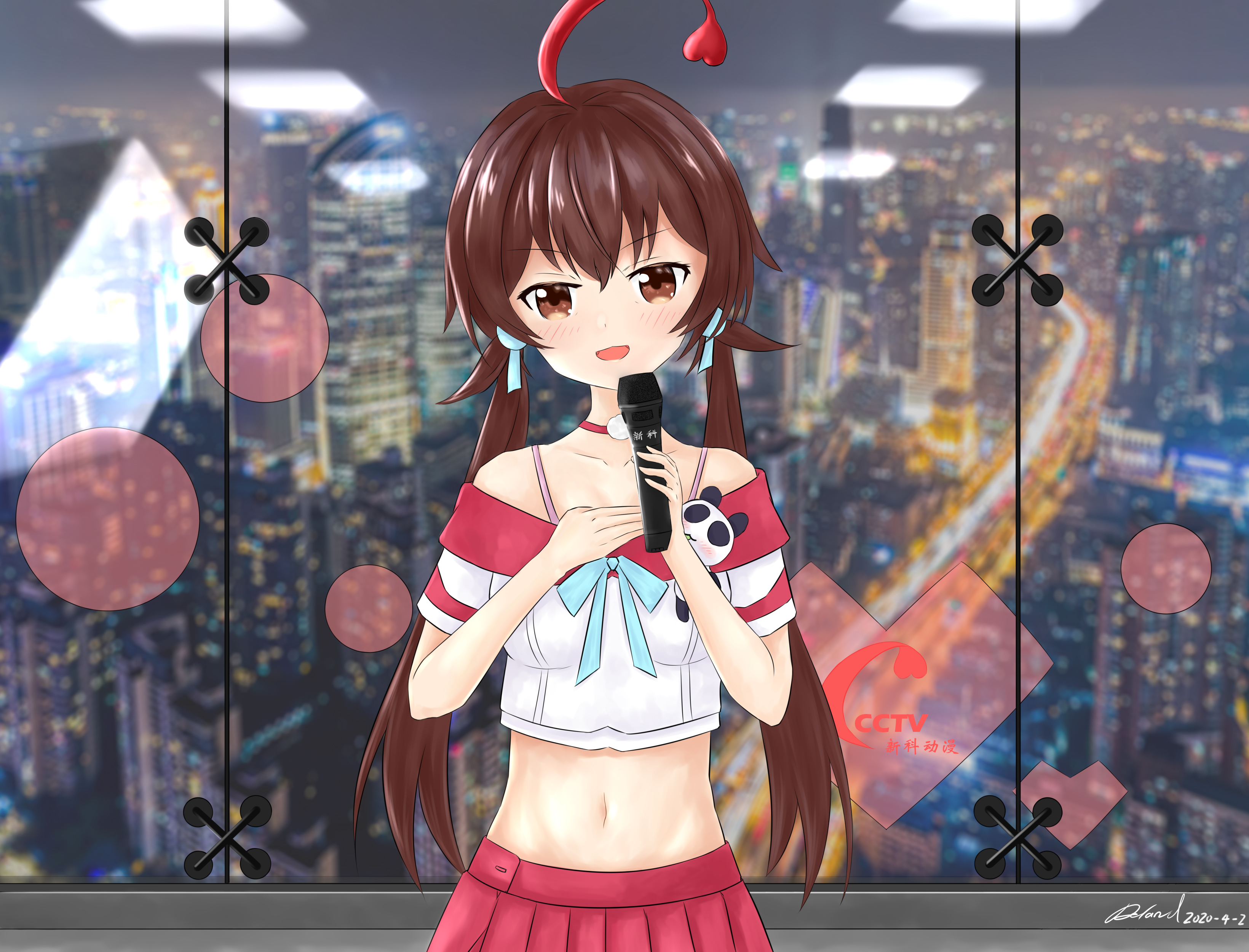 Anime Anime Girls Virtual Youtuber Shinka Musume Long Hair Brunette Artwork Digital Art Fan Art 3280x2500