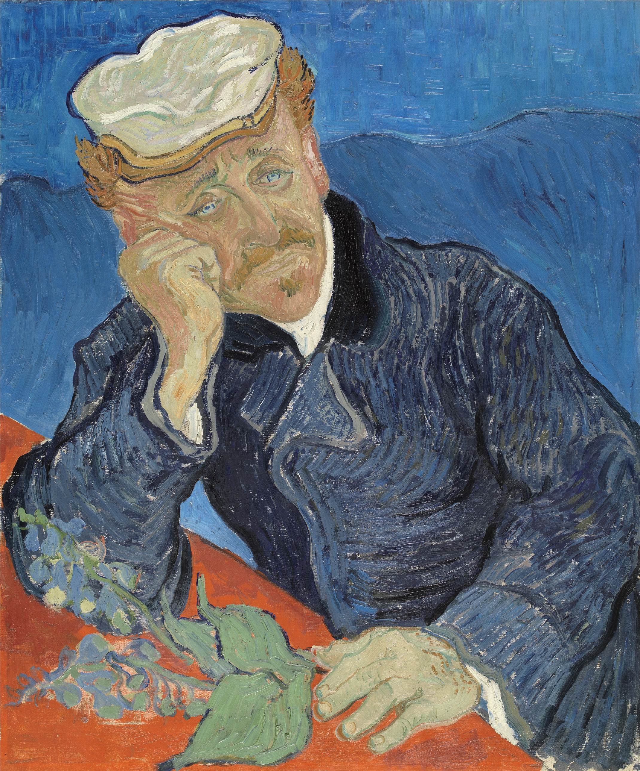 Oil Painting Oil On Canvas Vincent Van Gogh Artwork Men Hand On Face Portrait Display Frown Moustach 2140x2575