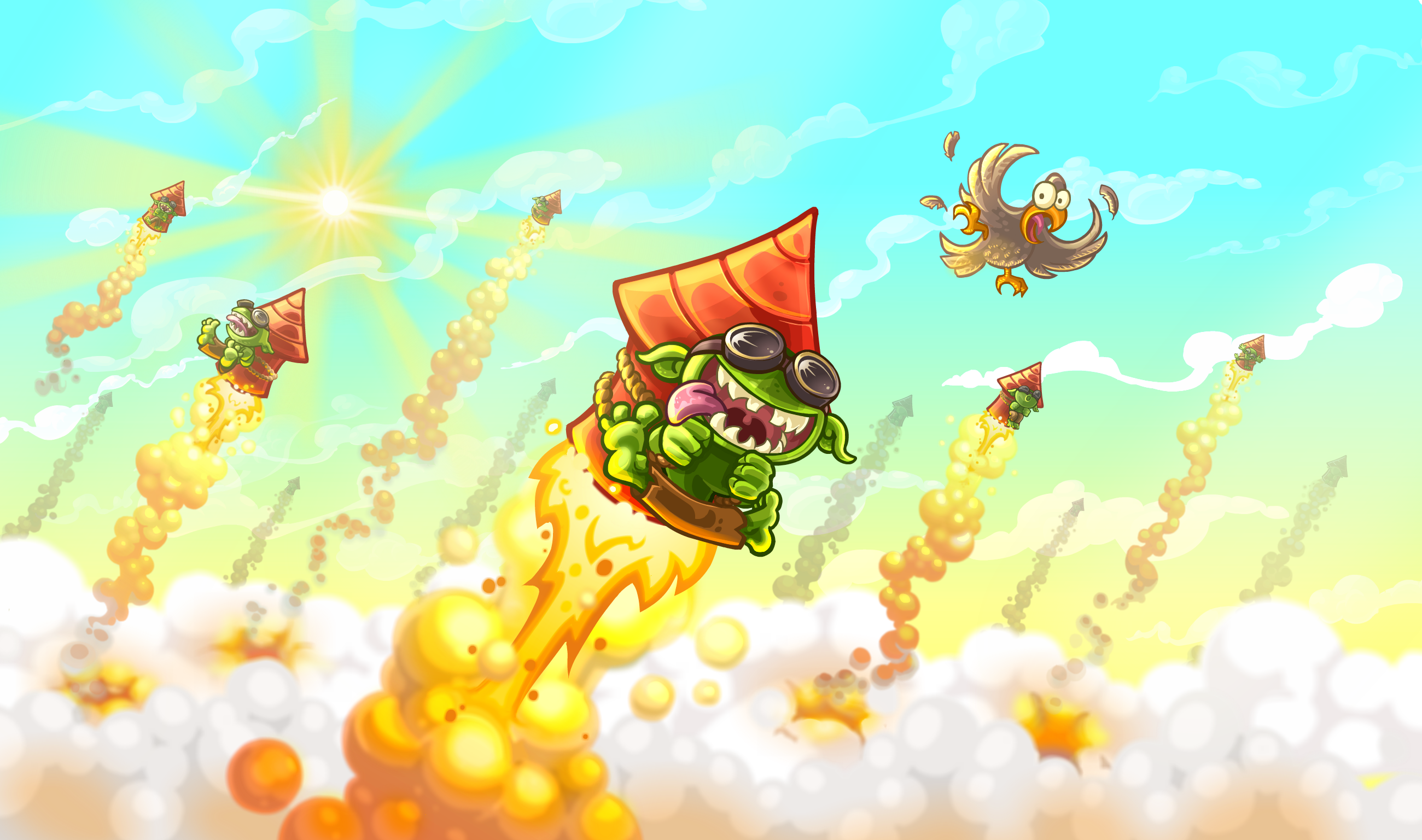 Kingdom Rush Kingdom Rush Vengeance Goblin Rocket Video Games Video Game Art Video Game Characters 2600x1536