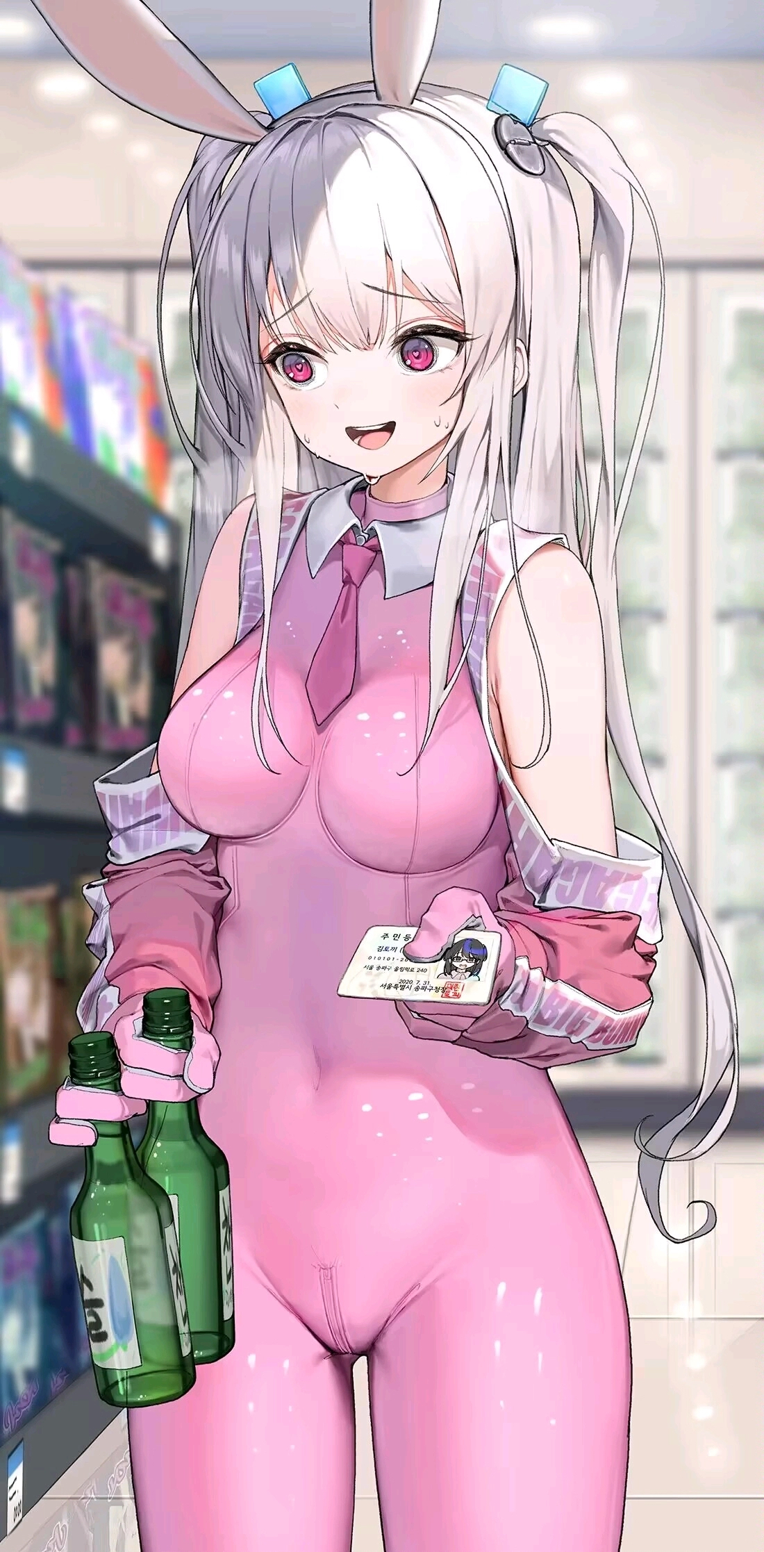 Alice Nikke Anime Girls Vertical Shopping Korean Bunny Girl Bunny Ears Tie Sweat 1100x2234