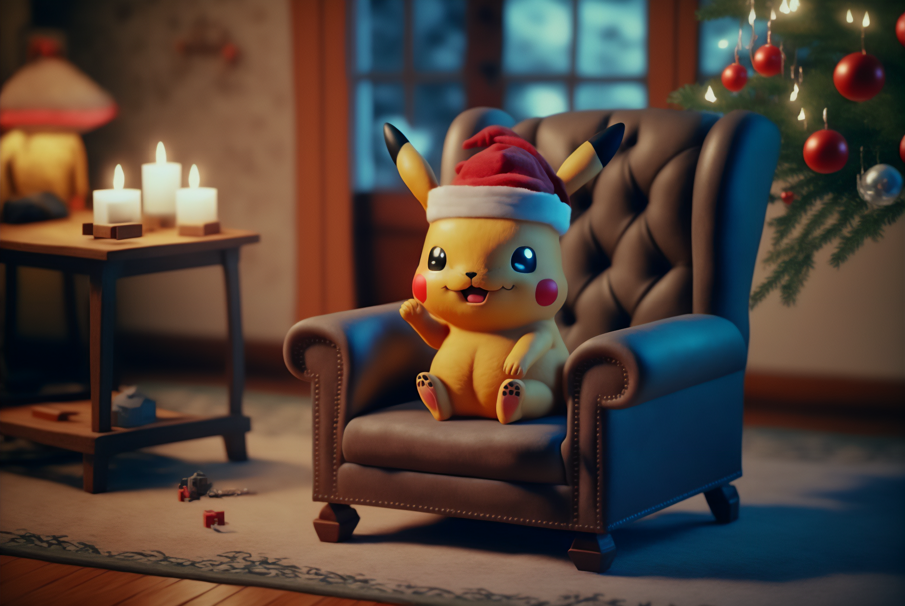 Ai Art Pikachu Pokemon Christmas Santa Hats Holiday 3060x2048