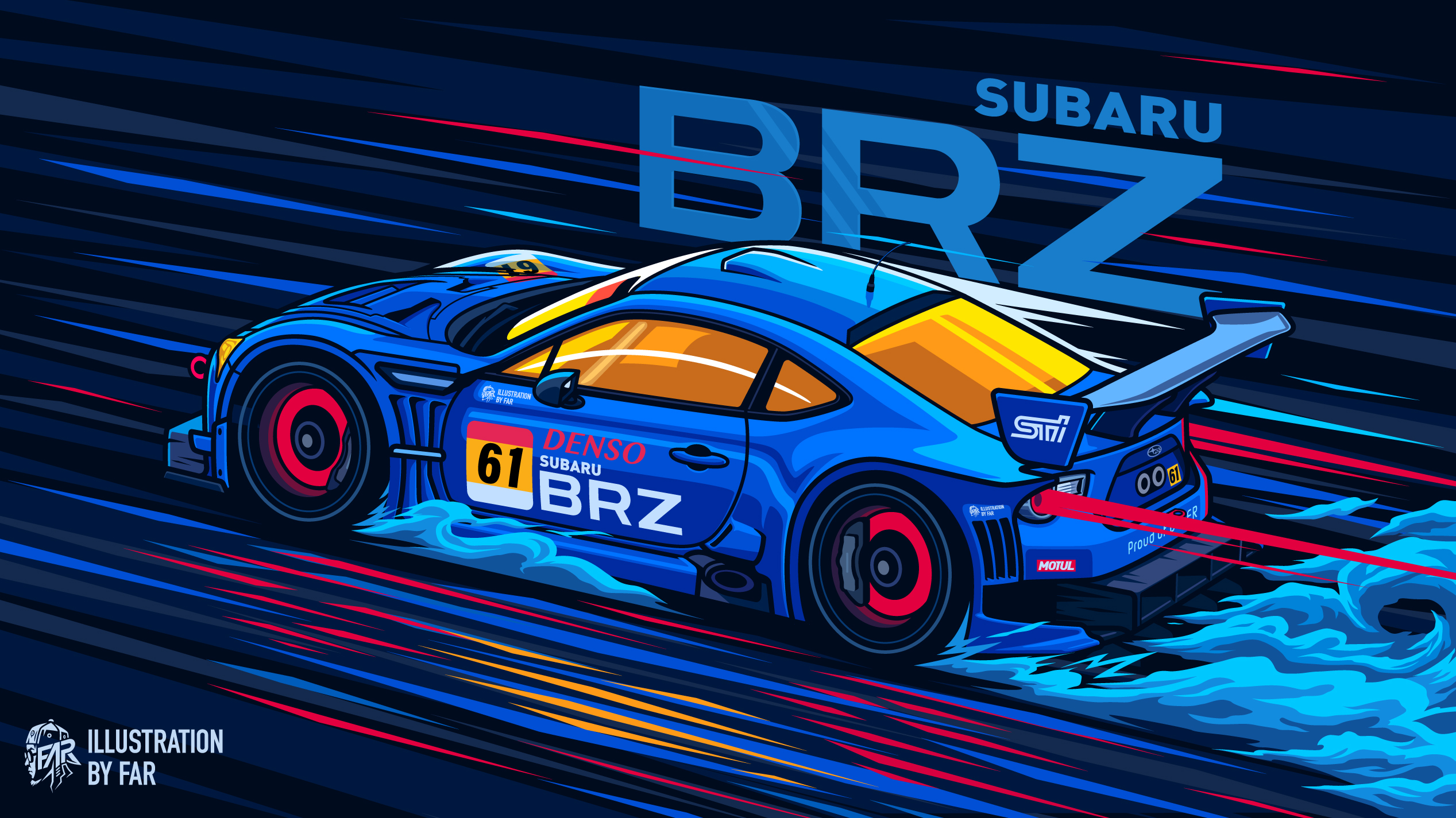 Digital Art Artwork Illustration Car Vehicle Subaru Subaru BRZ Japanese Cars Spoilers Race Cars Smok 2535x1425