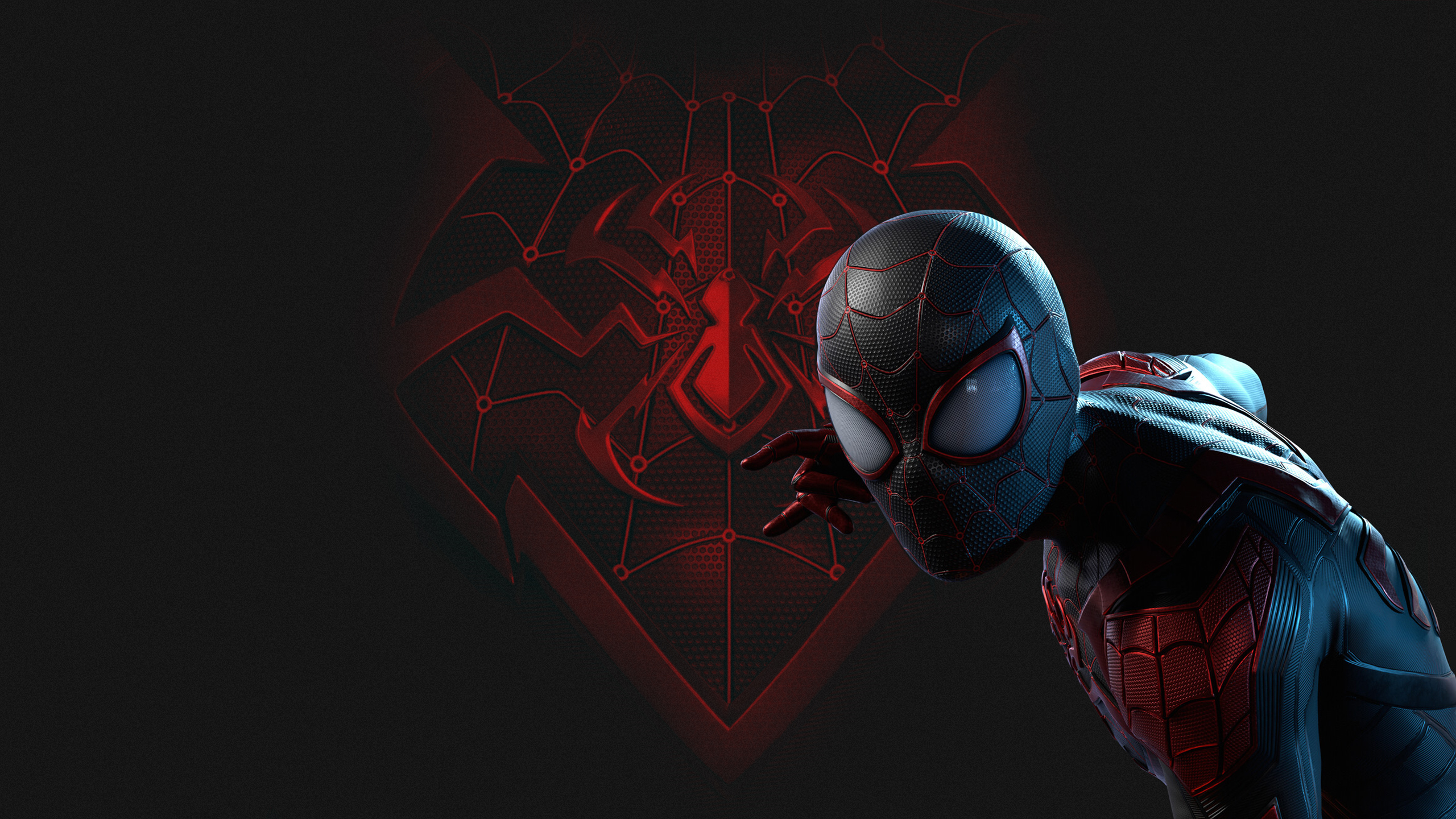 CGi Digital Art Spider Man Spiderman Miles Morales Miles Morales Simple Background Minimalism Superh 2560x1440