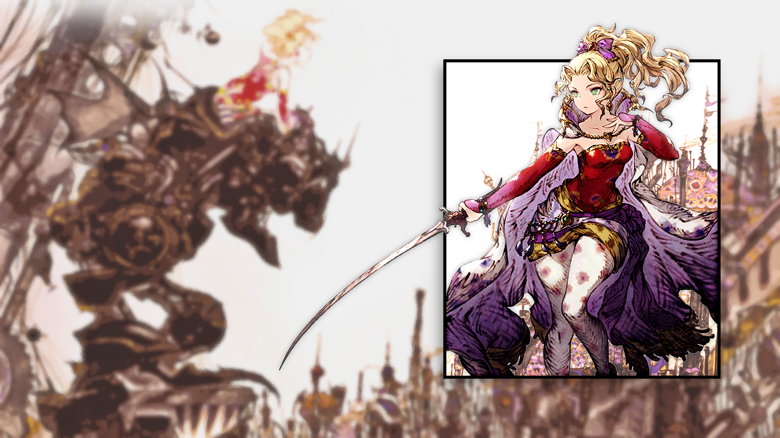 Final Fantasy Terra Branford Final Fantasy Vi Blonde Weapon Sword Power Armor Skirt Ponytail Video G 2560x1440