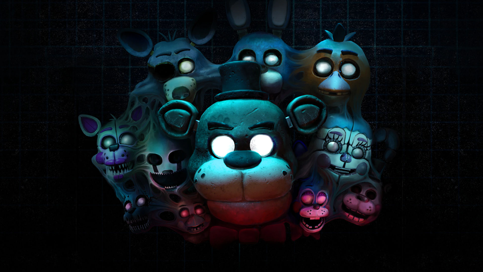 Five Nights At Freddys Scott Cawthon Foxy FNAF Bonnie FNAF Chica FNAF Digital Art Looking At Viewer  1920x1080