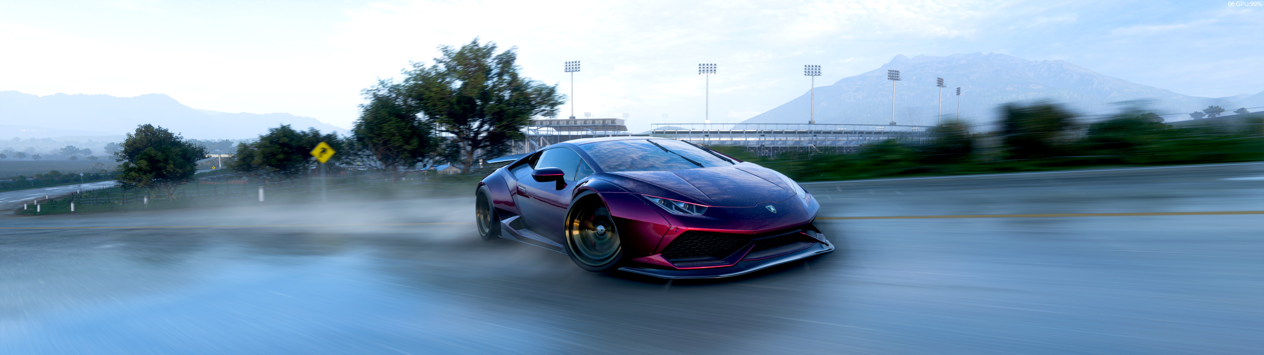 Lamborghini Huracan EVO RWD Forza Horizon 5 Photo Realistic Neon Car Video Games 5120x1440