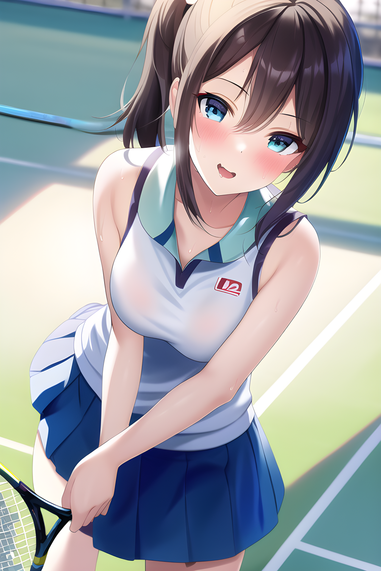 Anime Anime Girls Original Characters Artwork Digital Art Blushing Tennis Rackets Vertical Ai Art 1280x1920