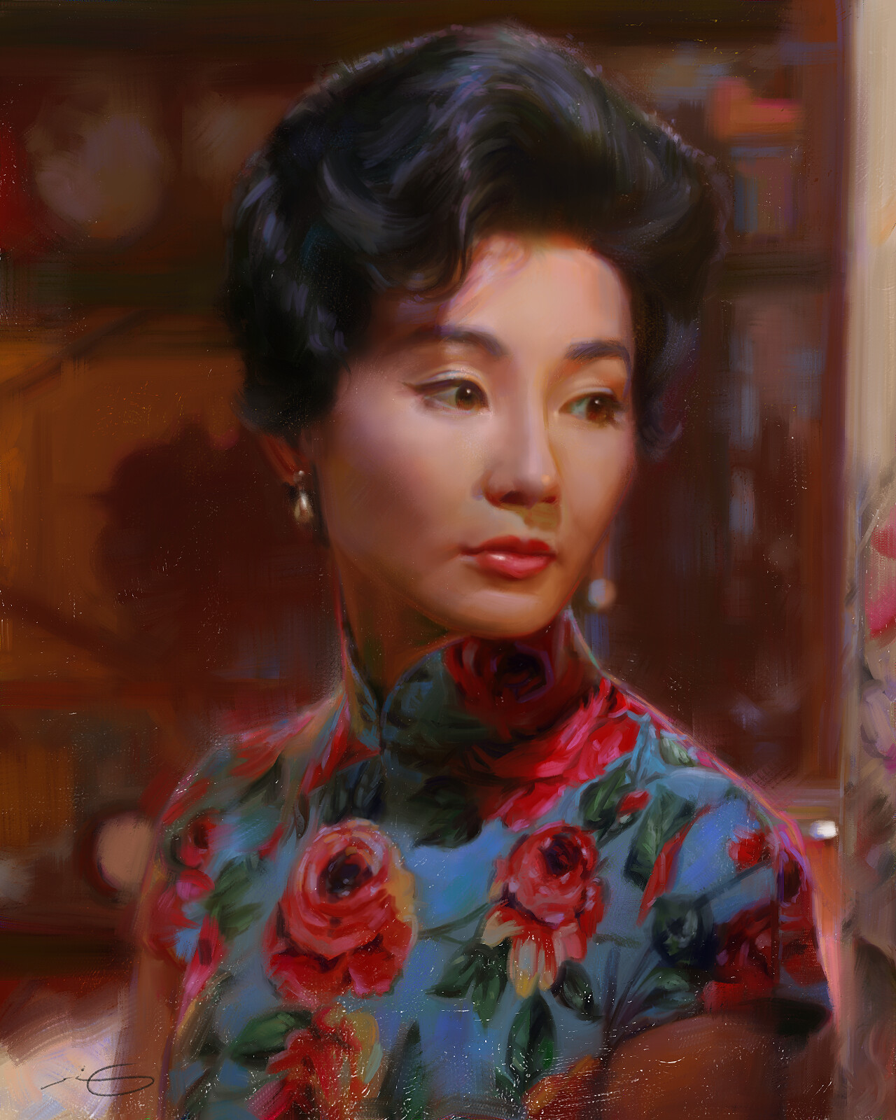 In The Mood For Love Chinese Dress Portrait Artwork Looking Sideways Chinese Women Women Asian Actre 1280x1600