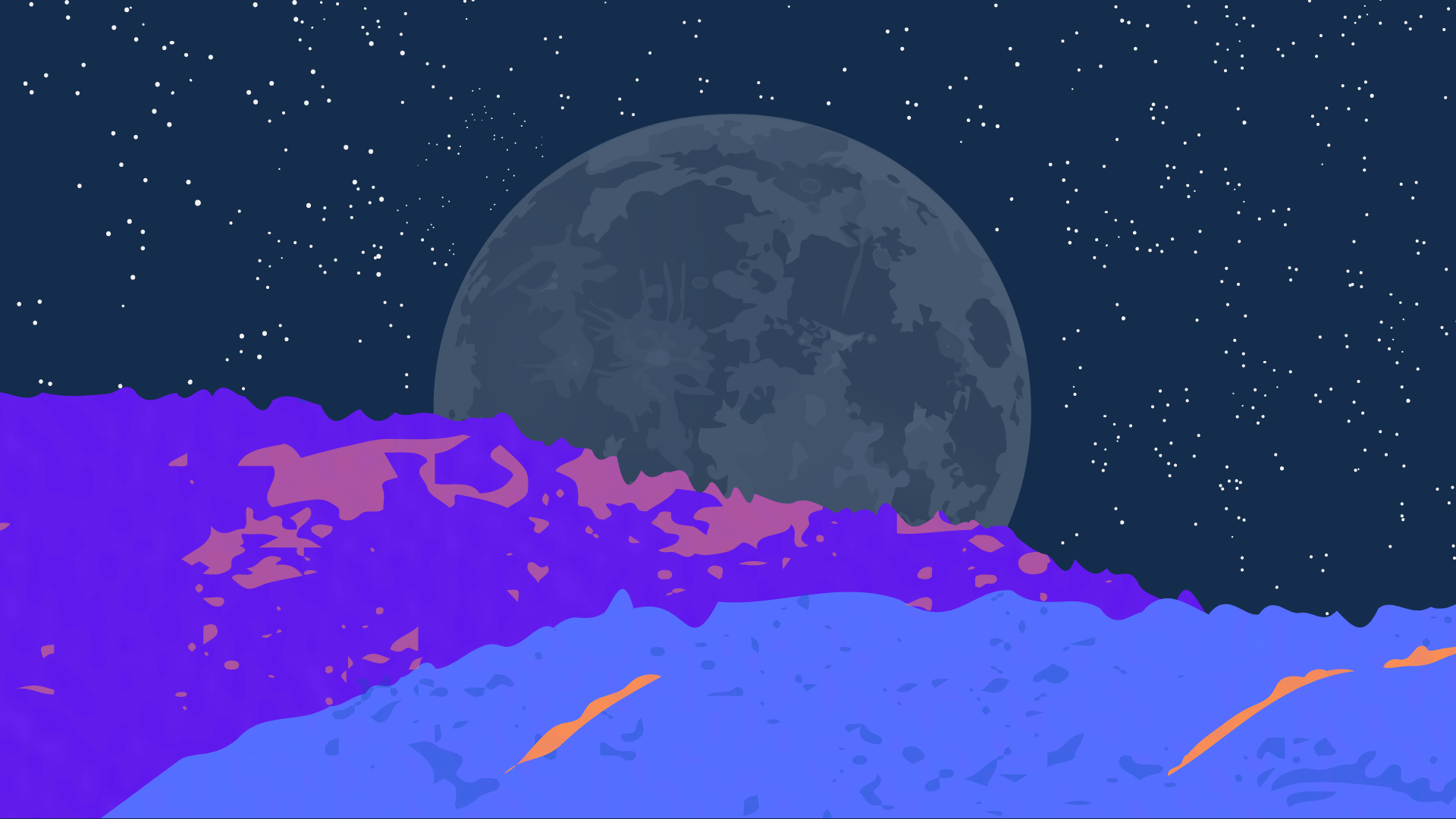 Linux Rhino Linux Purple Moon Night Sky Mountains Operating System 1920x1080