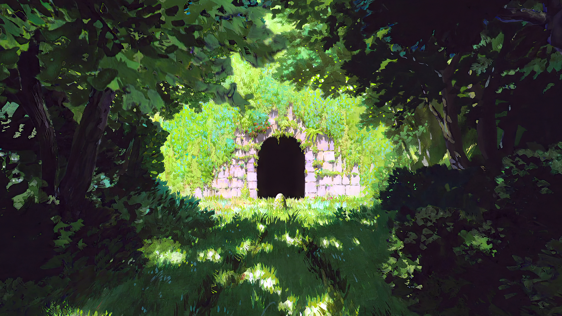 Spirited Away Animated Movies Anime Animation Film Stills Studio Ghibli Hayao Miyazaki Tunnel Trees  1920x1080