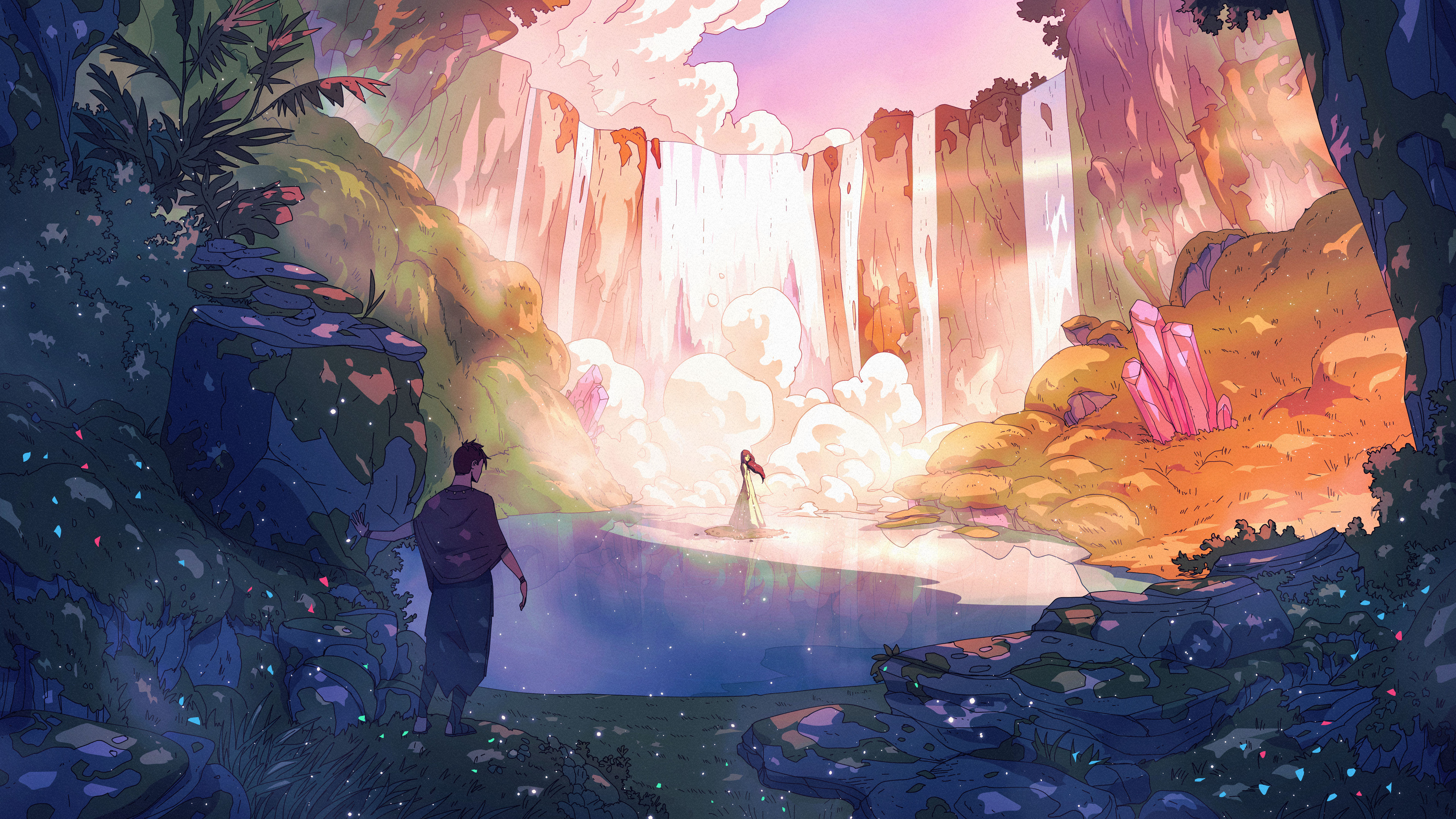 Christian Benavides Digital Art Fantasy Art Landscape Waterfall Artwork 3840x2160
