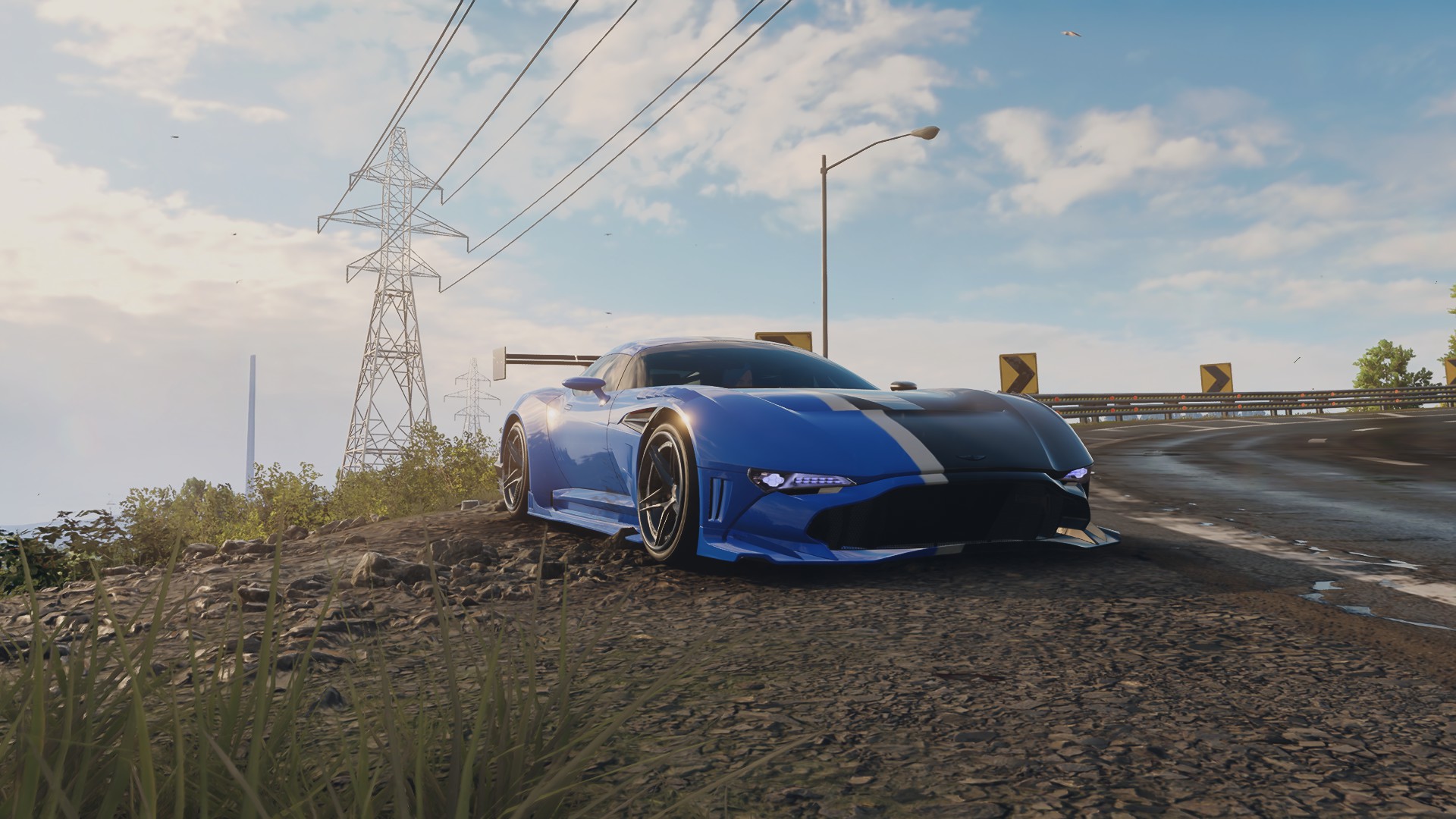 Need For Speed Car Screen Shot Aston Martin Vulcan Video Games CGi Sky Clouds Road 1920x1080