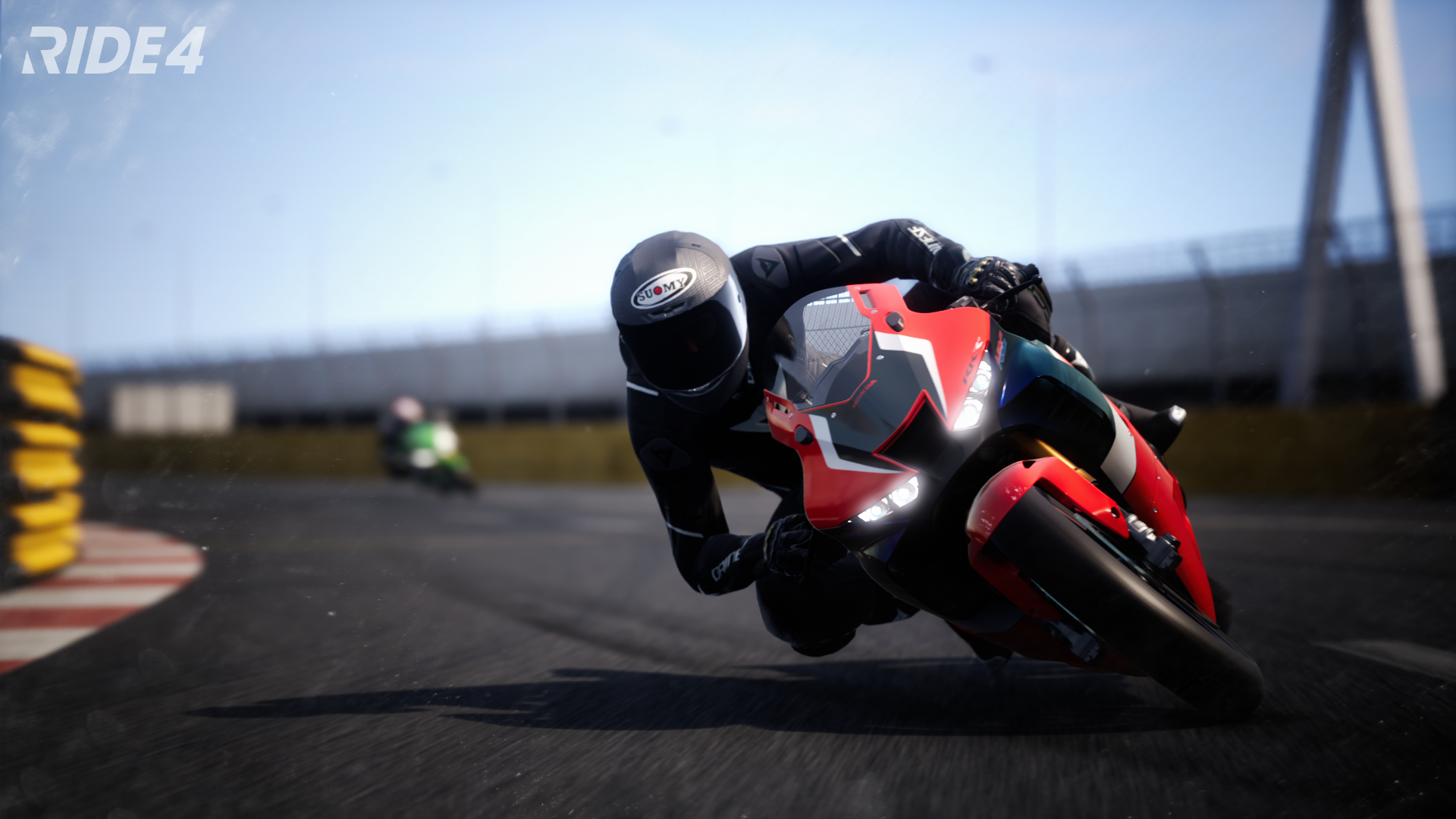 Motorcycle Racing Motorcycle Vehicle Headlights Race Tracks Blurred Blurry Background Helmet 1920x1080