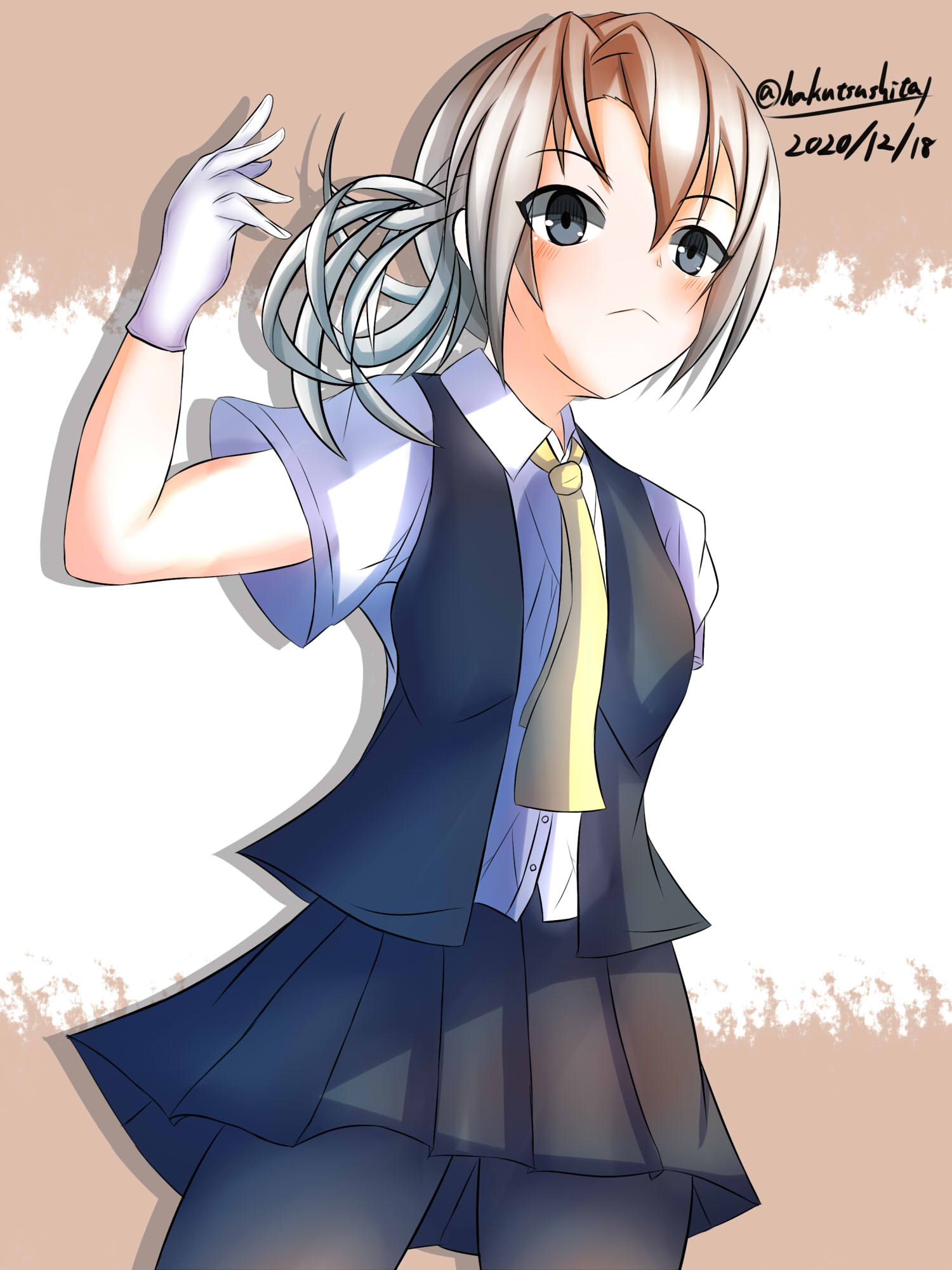 Anime Anime Girls Kantai Collection Nowaki KanColle Short Hair Gray Hair Solo Artwork Digital Art Fa 1500x2000