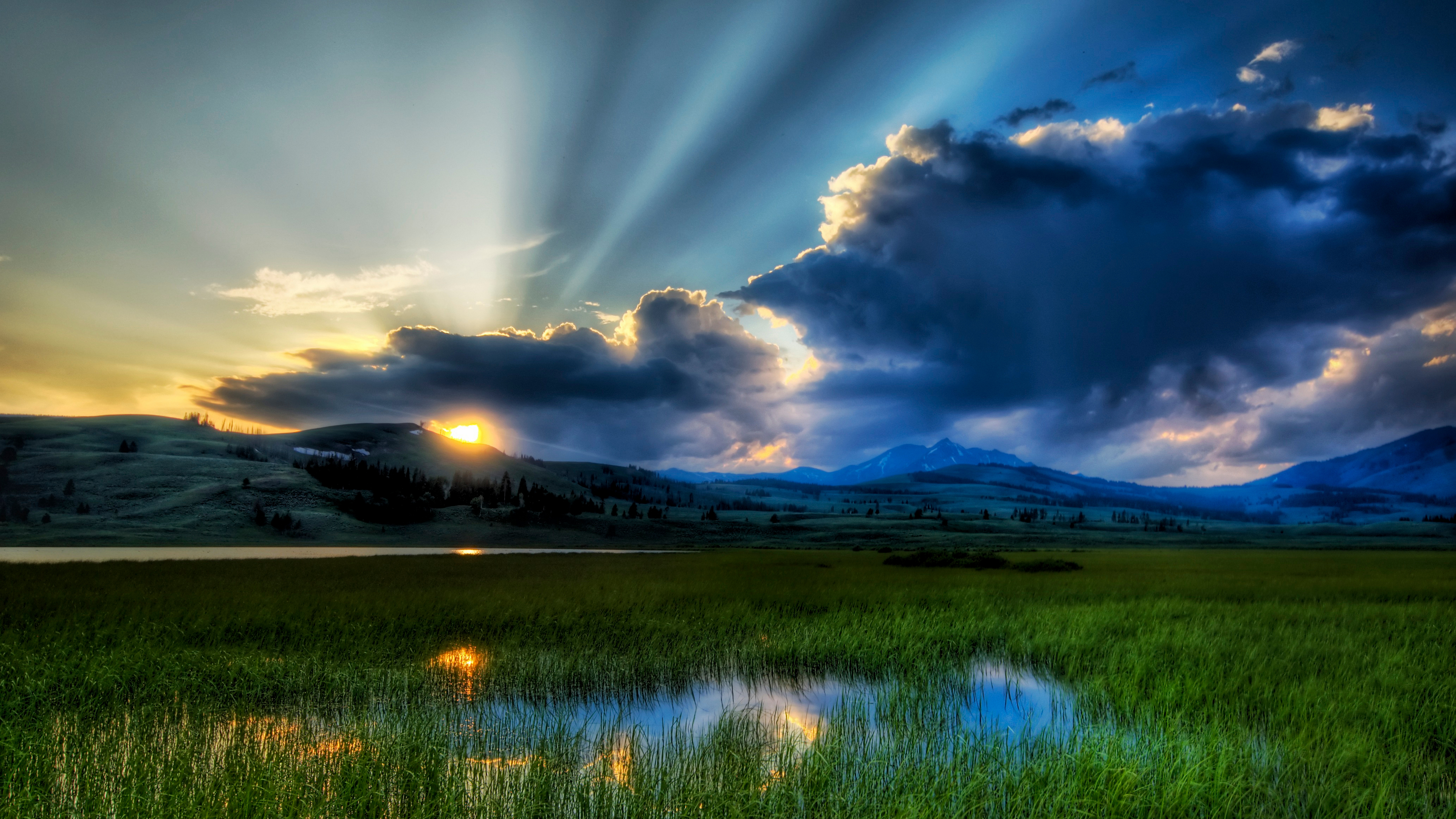 Trey Ratcliff Photography Landscape Nature Summer Sunset Water Mountains Hills Sky Clouds Sunset Glo 3840x2160