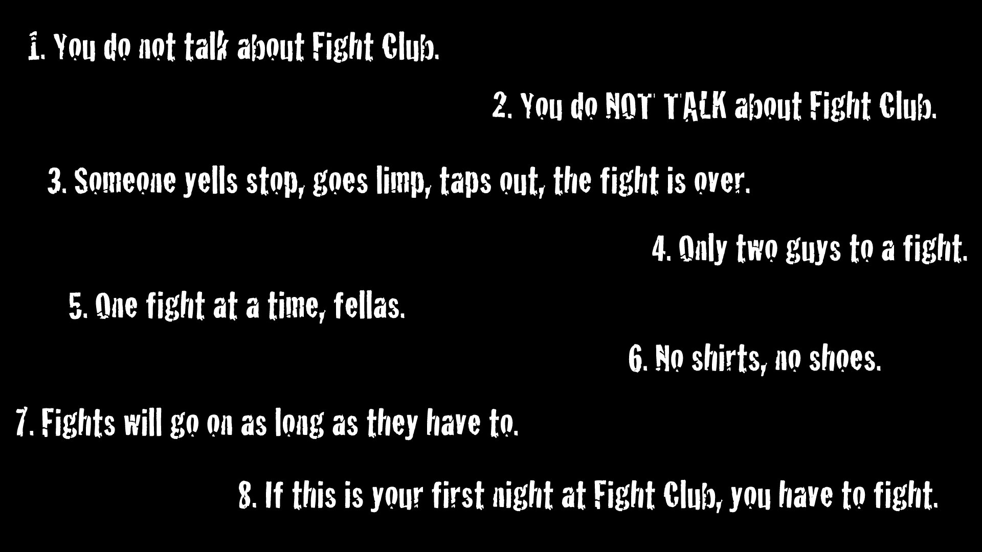 Fight Club Text Black Background Simple Background Minimalism 1920x1080