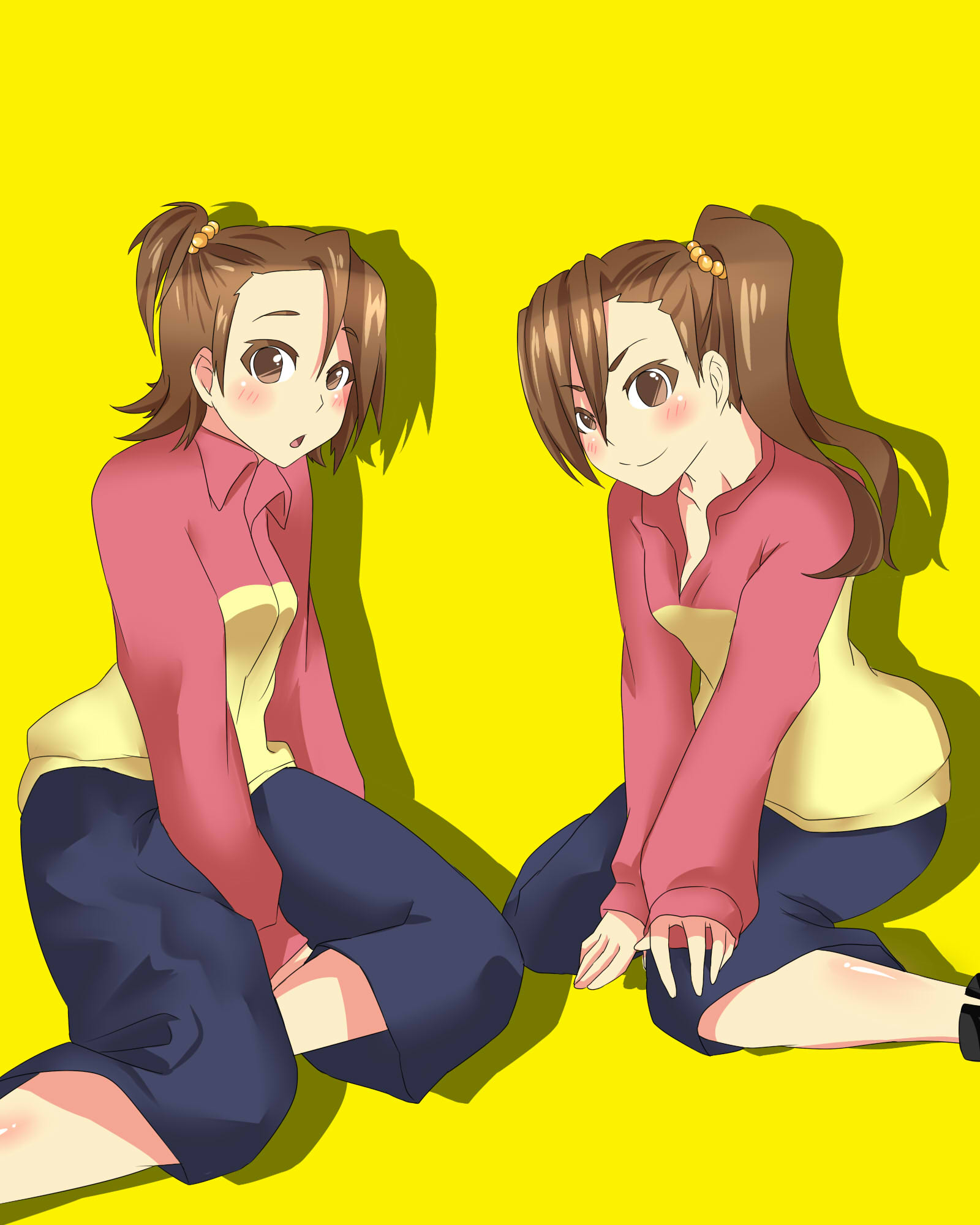 Anime Anime Girls THE IDOLM STER Futami Ami Futami Mami Long Sleeves Brunette Twins Two Women Artwor 1600x2000