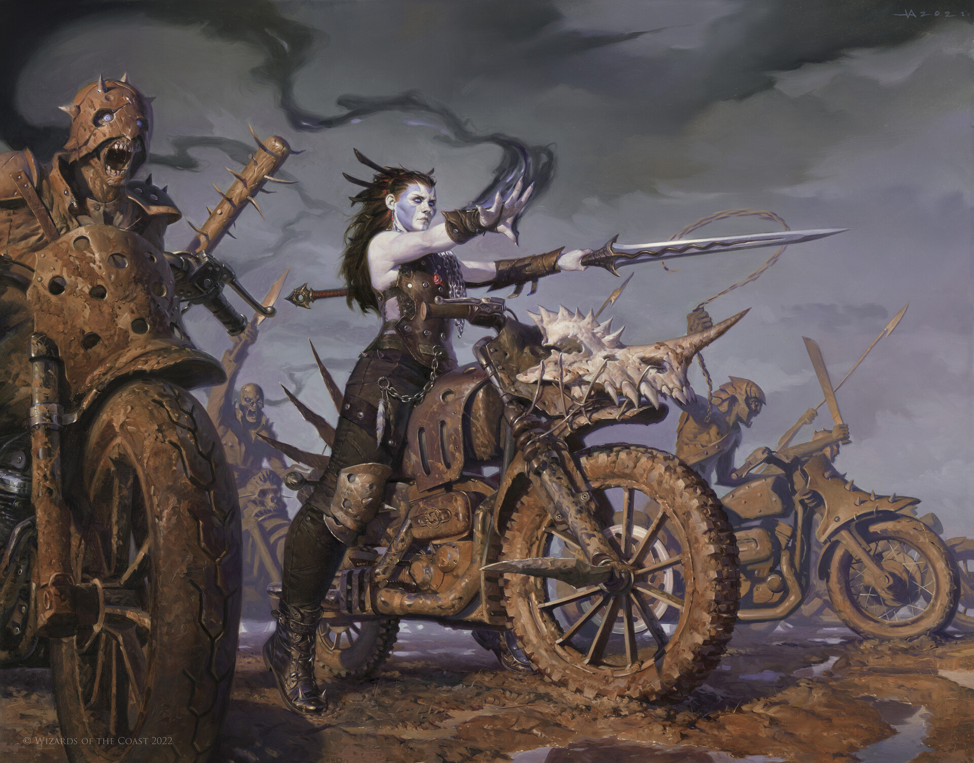 Artwork Fantasy Art Post Apocalypse Vehicle Women Creature ArtStation Motorcycle Women With Motorcyc 1920x1505