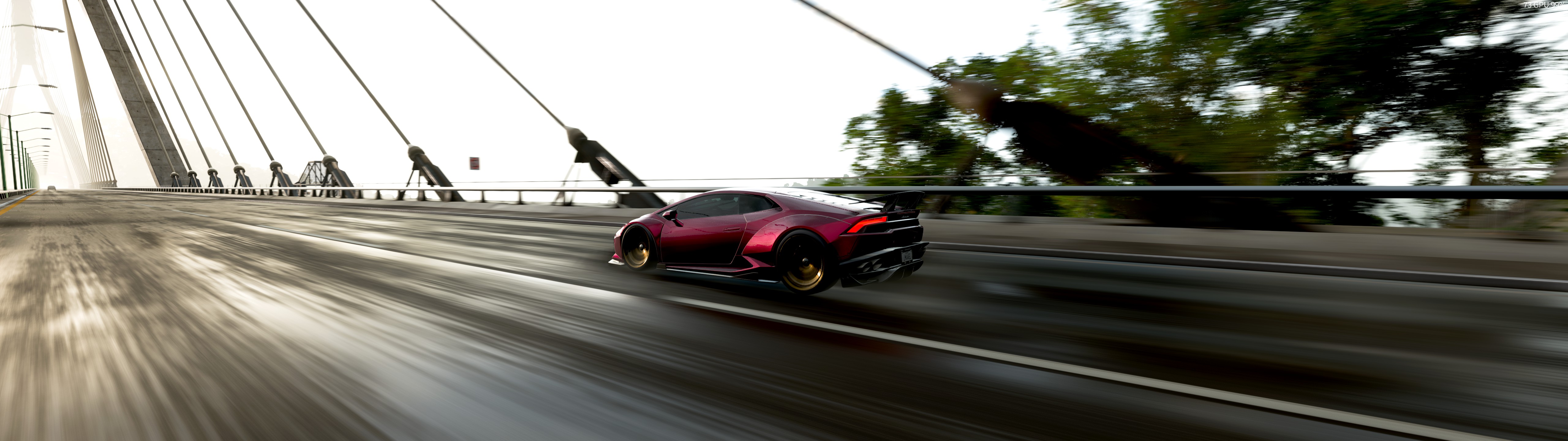 Lamborghini Huracan EVO RWD Forza Horizon 5 Photo Realistic Neon Car 5120x1440