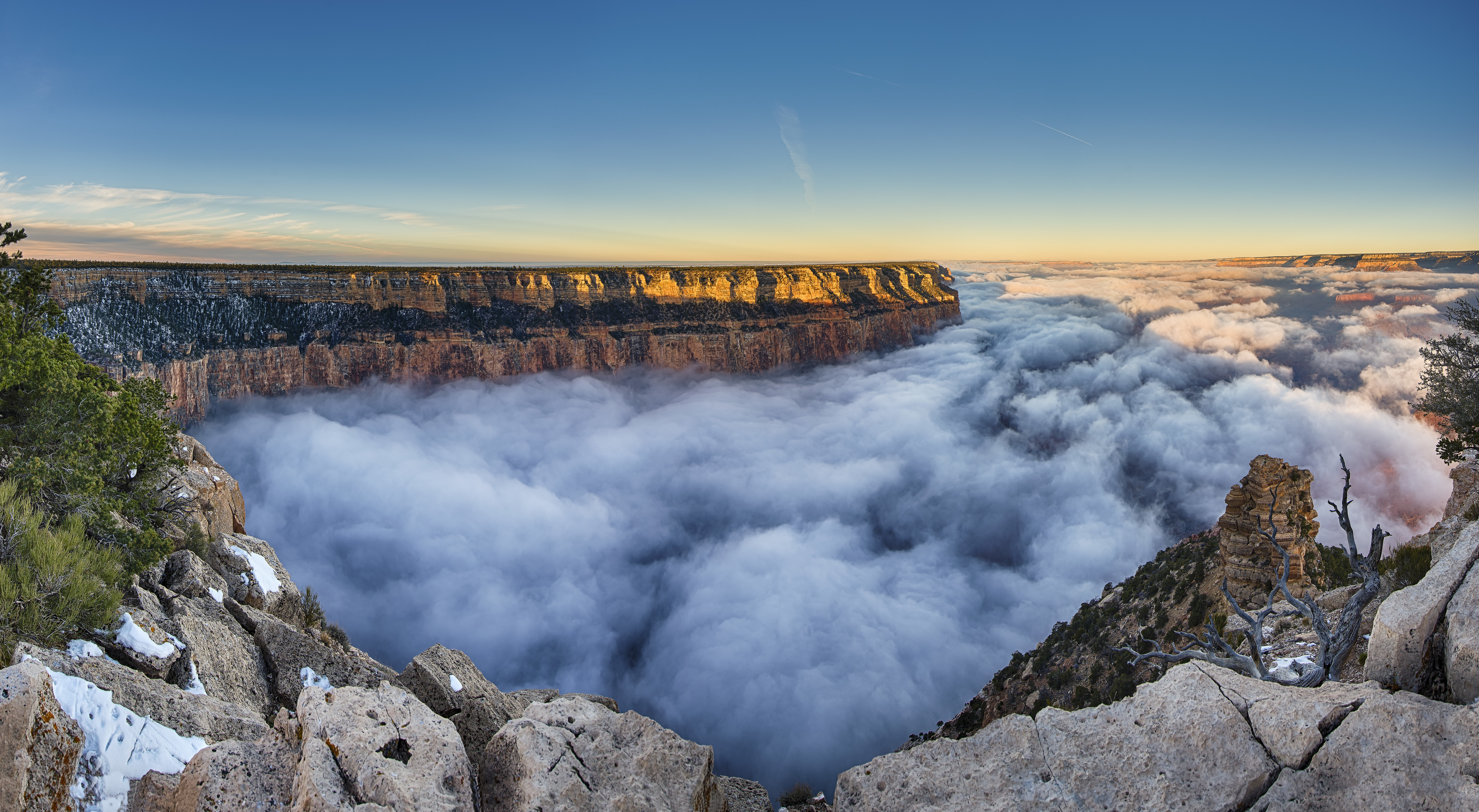 Grand Canyon National Park Arizona Photography Sky Clouds Inversion Sunlight 6144x3375