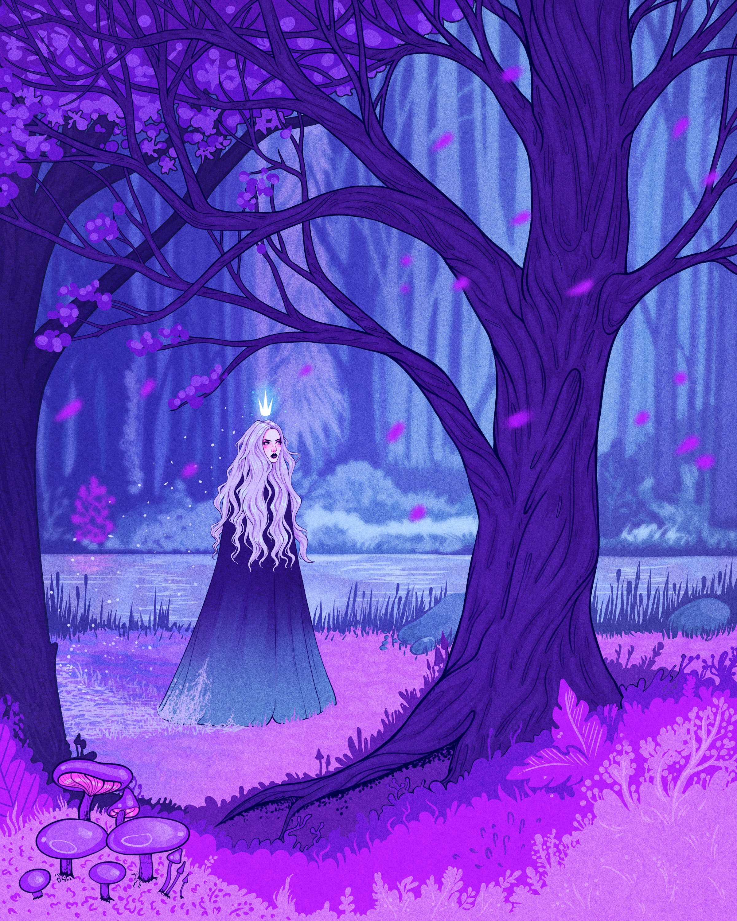 Meowgress Digital Art Artwork Illustration Women Forest Trees Fantasy Art Fantasy Girl Crown Long Ha 2400x3000