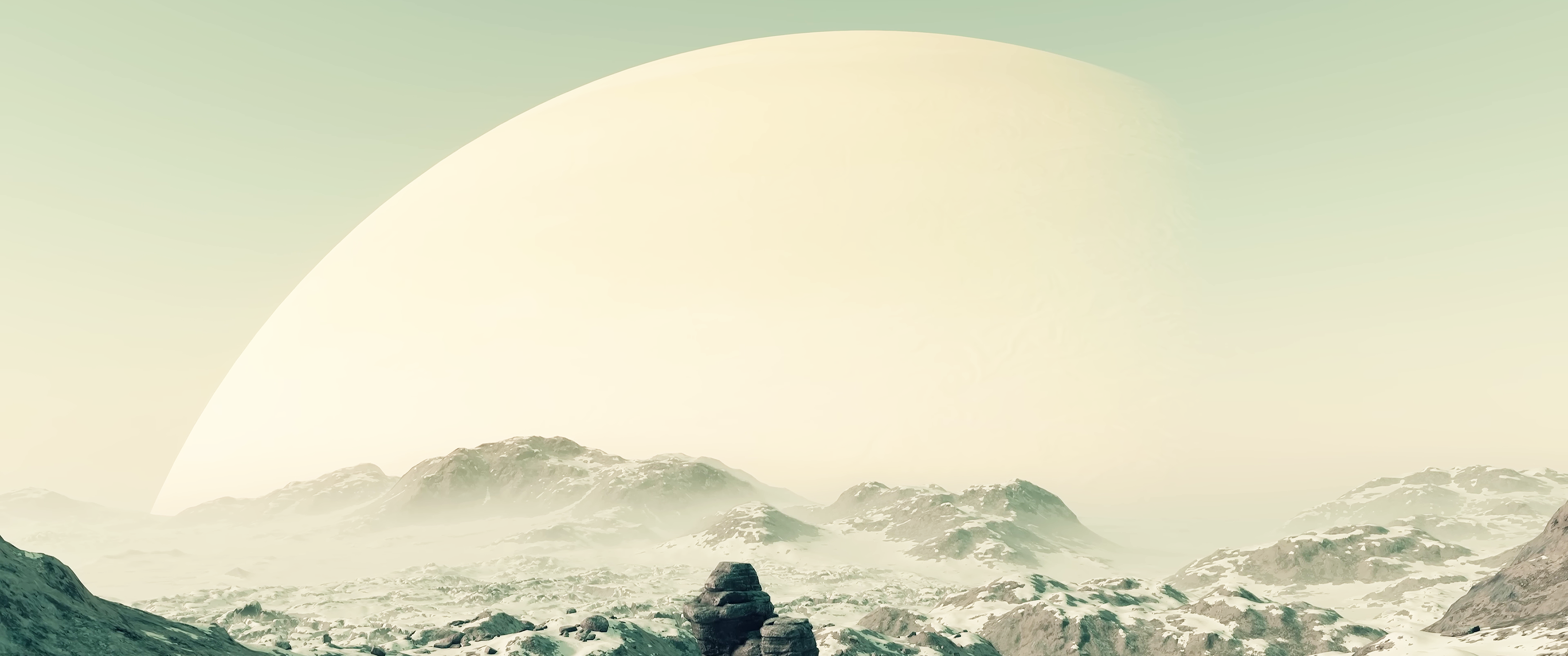 Starfield Bethesda Softworks Space Desolate Landscape Minimalism Planet Snow Video Games Video Game  3440x1440