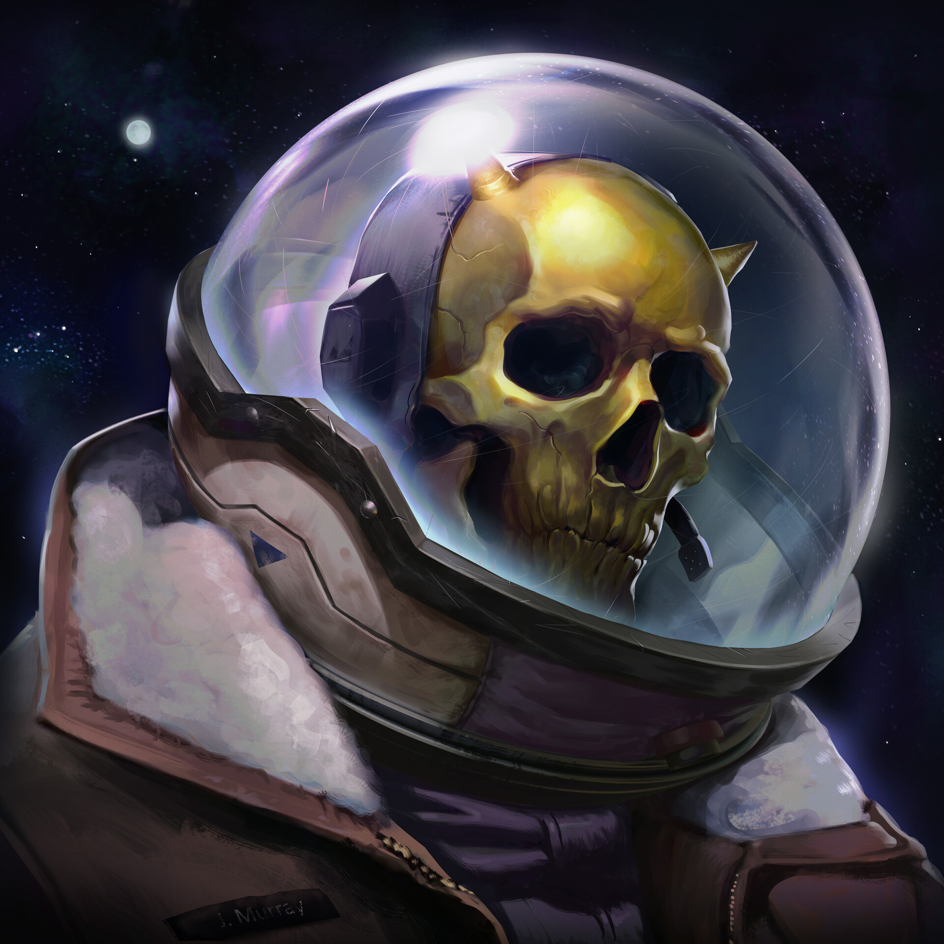 Digital Art Artwork Illustration Skull Astronaut Spacesuit Gold Science Fiction Character Design Por 1920x1920