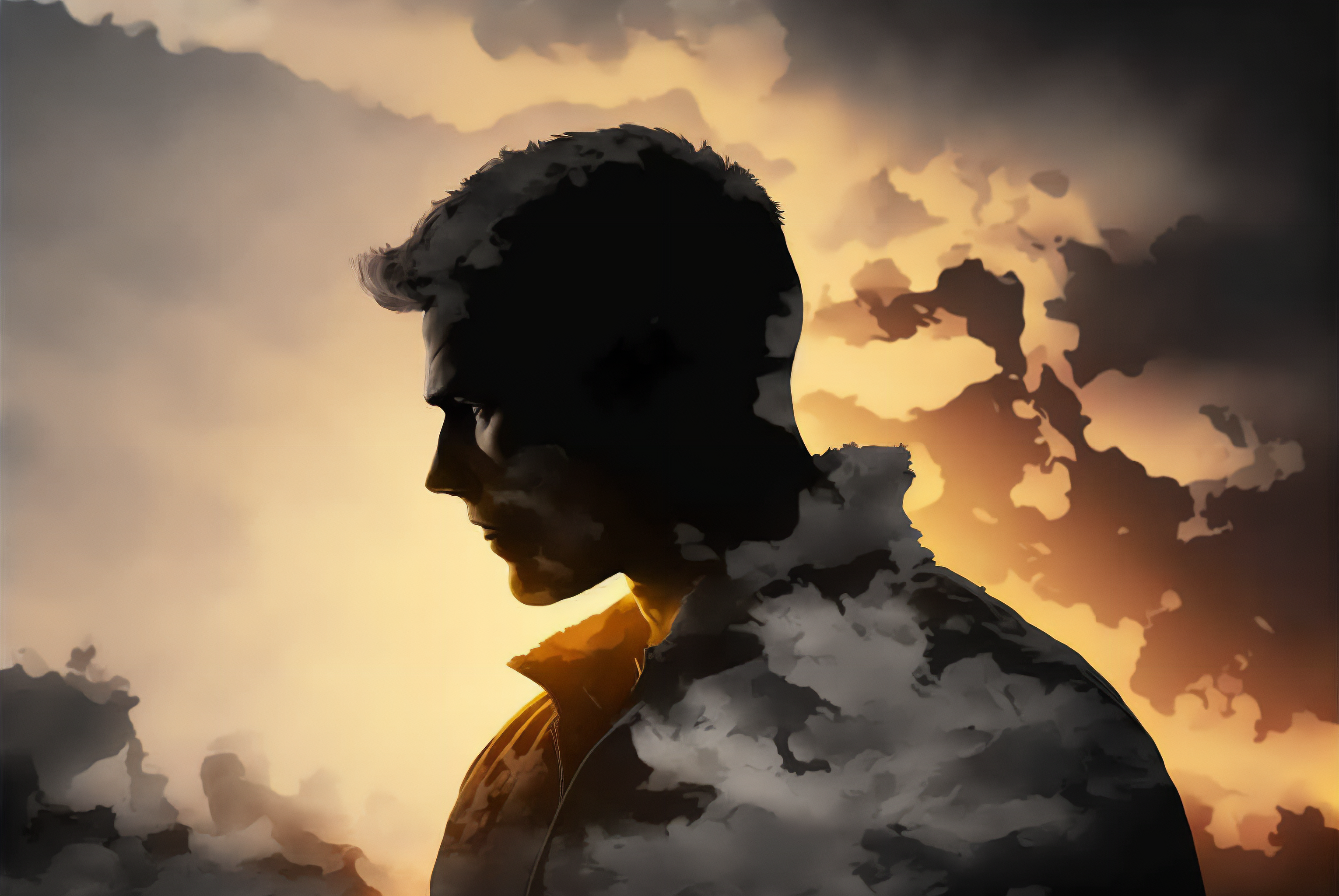 Ai Art Men Double Exposure Clouds 3060x2048