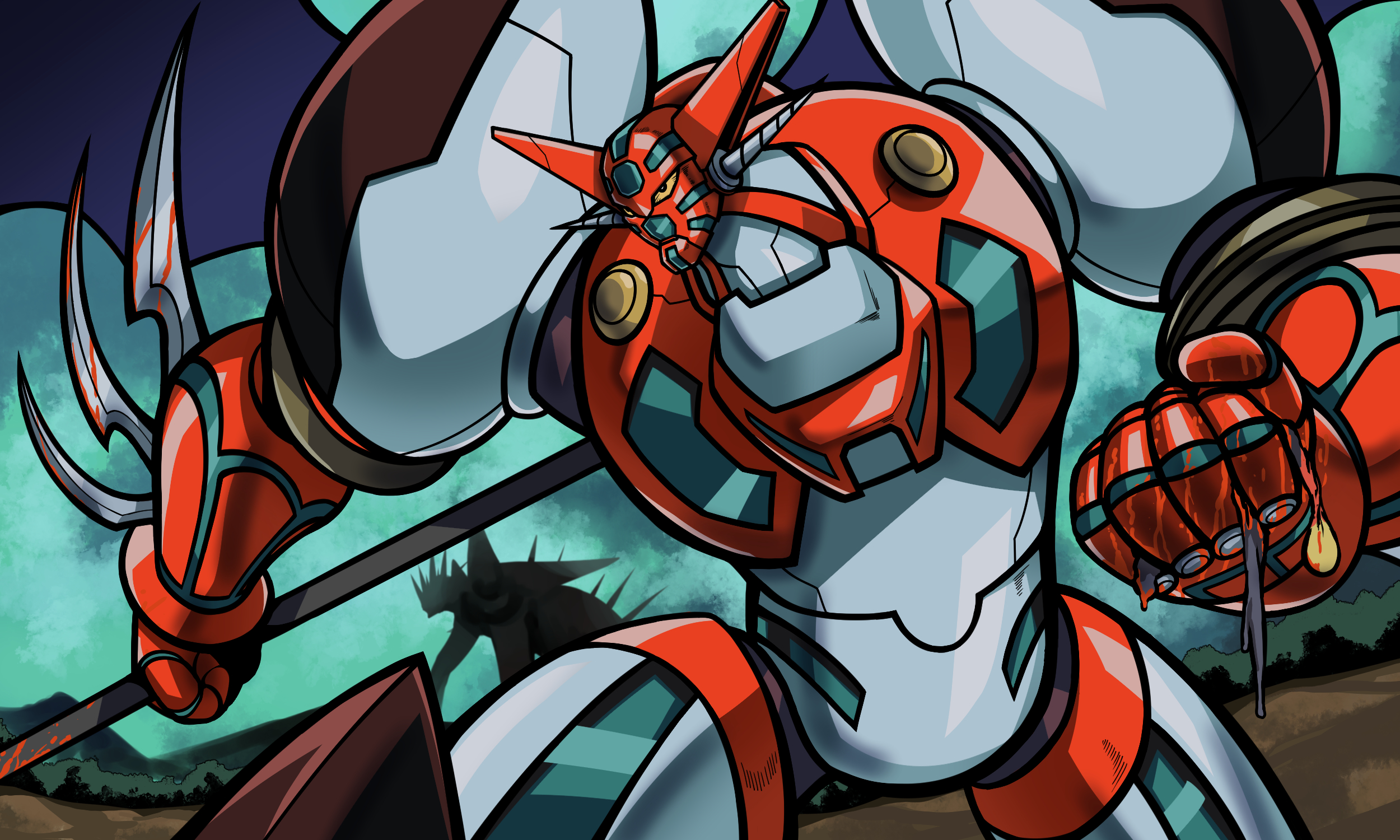 Anime Mechs Super Robot Taisen Getter Robo Getter Robo Armageddon Shin Getter 1 Artwork Digital Art  2500x1500