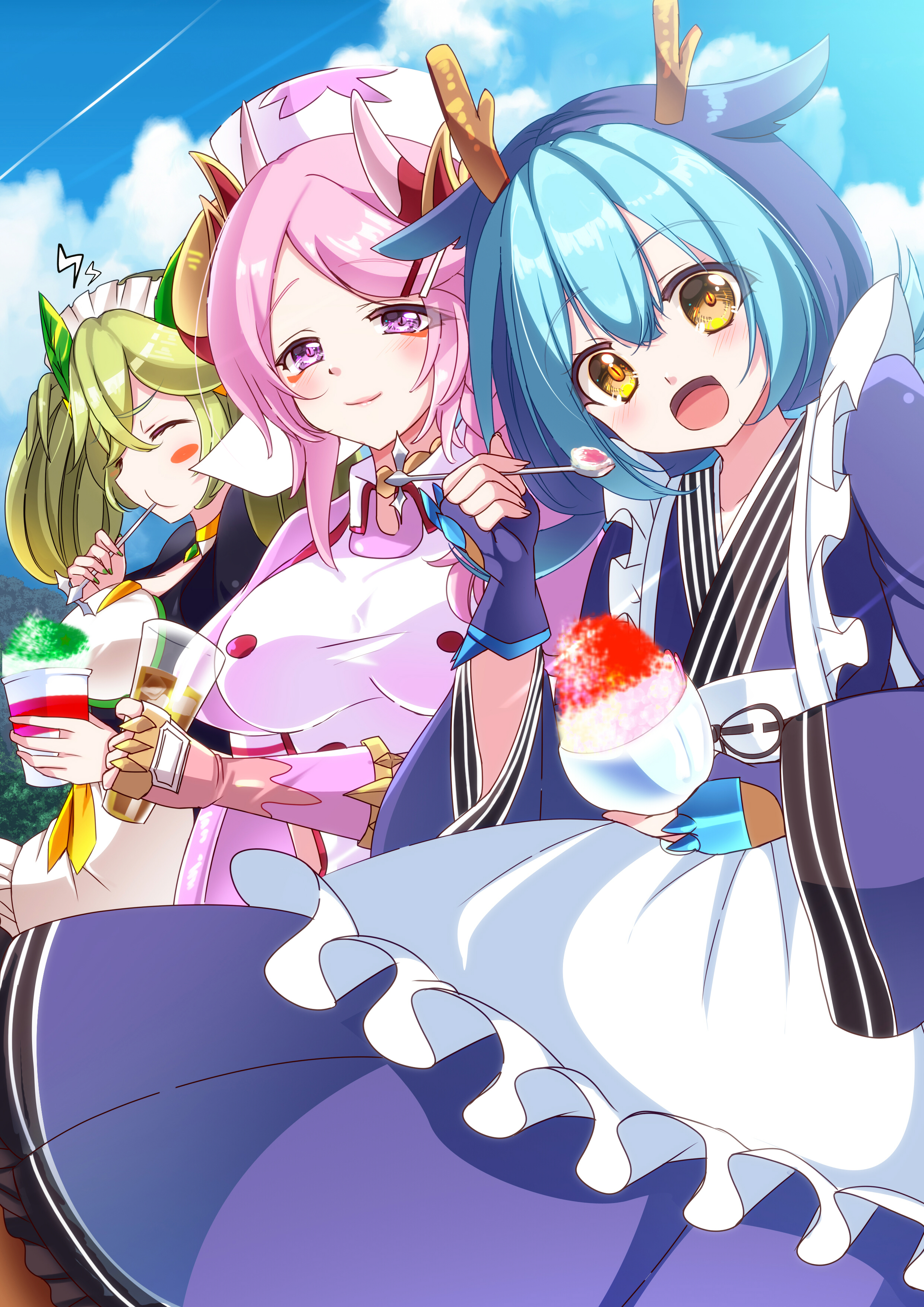 Anime Anime Girls Trading Card Games Yu Gi Oh Nurse Dragonmaid Shoulder Length Hair Pink Hair Maid M 2480x3507