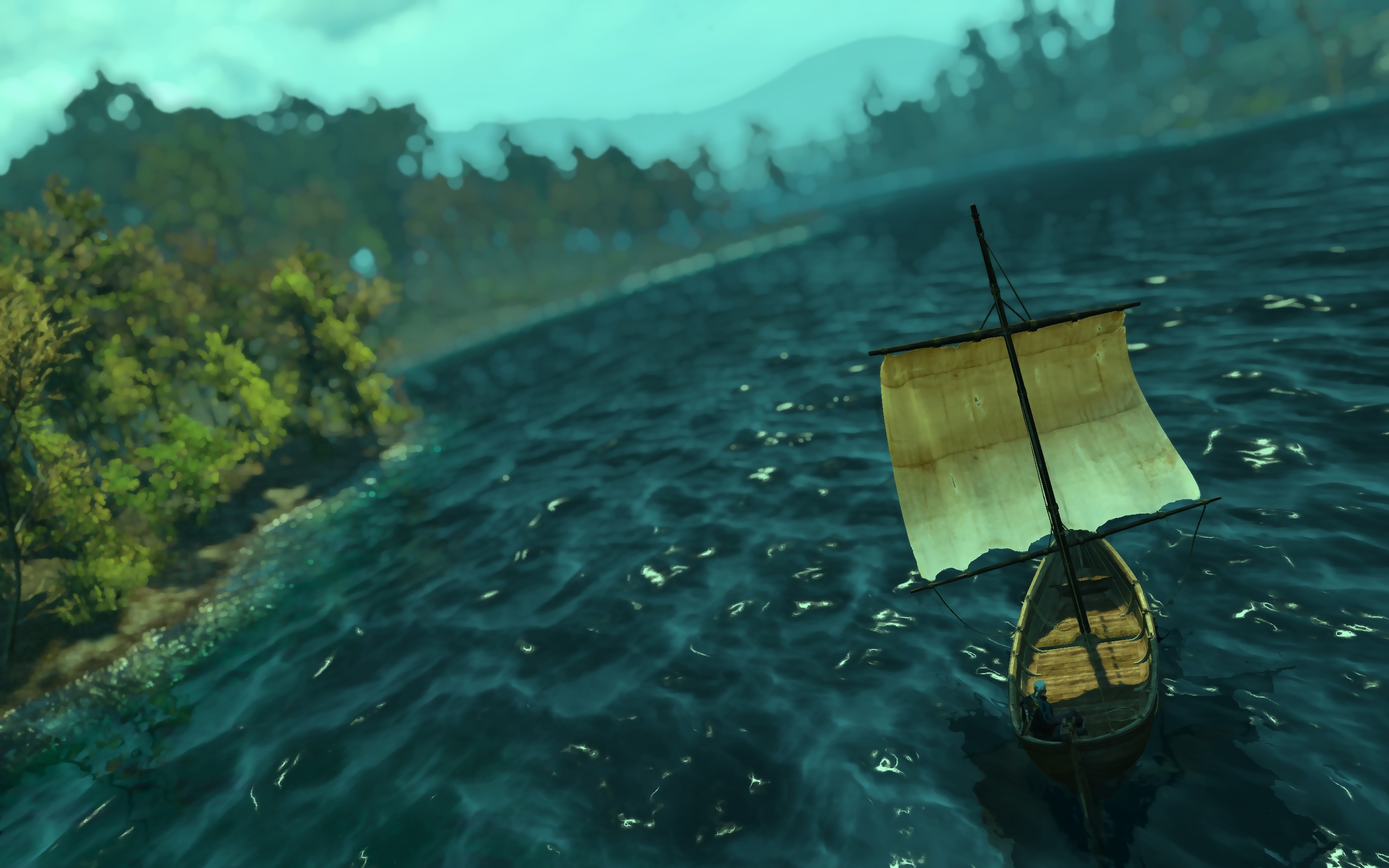 The Witcher 3 The Witcher Sea Boat Nature Geralt Of Rivia Video Games Water 2880x1800