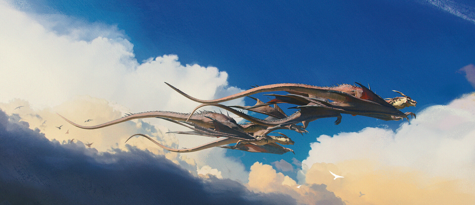 Fantasy Art Digital Art Artwork Dragon Clouds 1920x832
