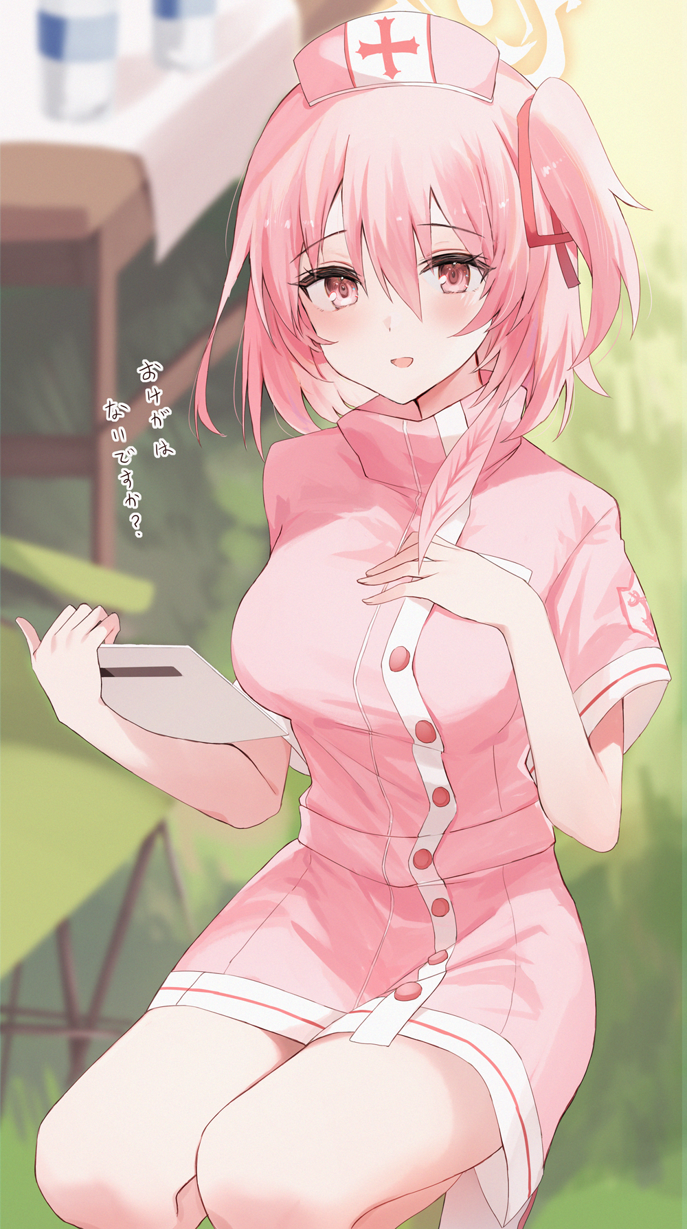 Blue Archive Anime Girls Pink Hair Pink Eyes Nurses Nurse Outfit Japanese 1000x1788